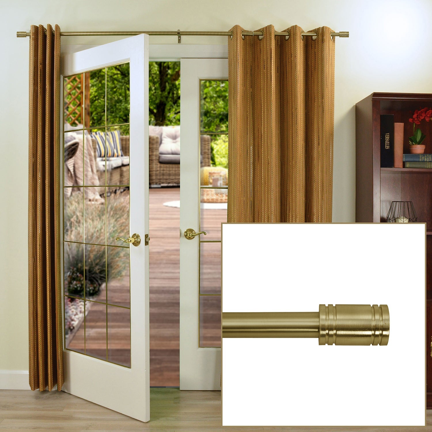 Versailles - Lexington Ringlets Curtain Rod Set, Adjustable Length from 48" to 86", Gold