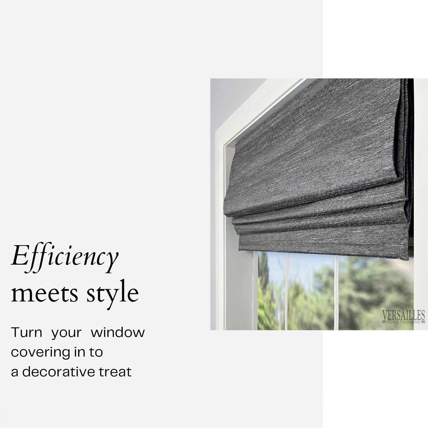 Versailles - Cordless Roman Shade, Caesar Collection, Room Darkening Fabric, 32" x 63", Dark Grey