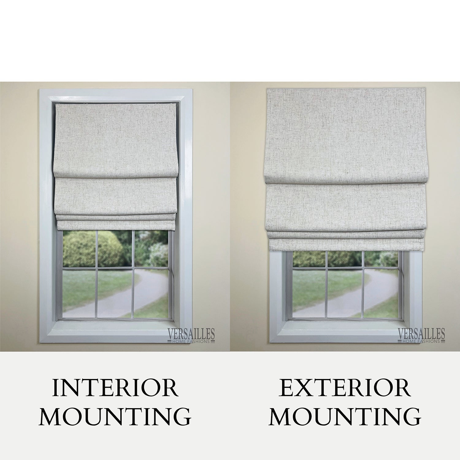 Versailles - Cordless Roman Shade, Augustus Collection, Darkening Fabric, 33" x 63", Linen