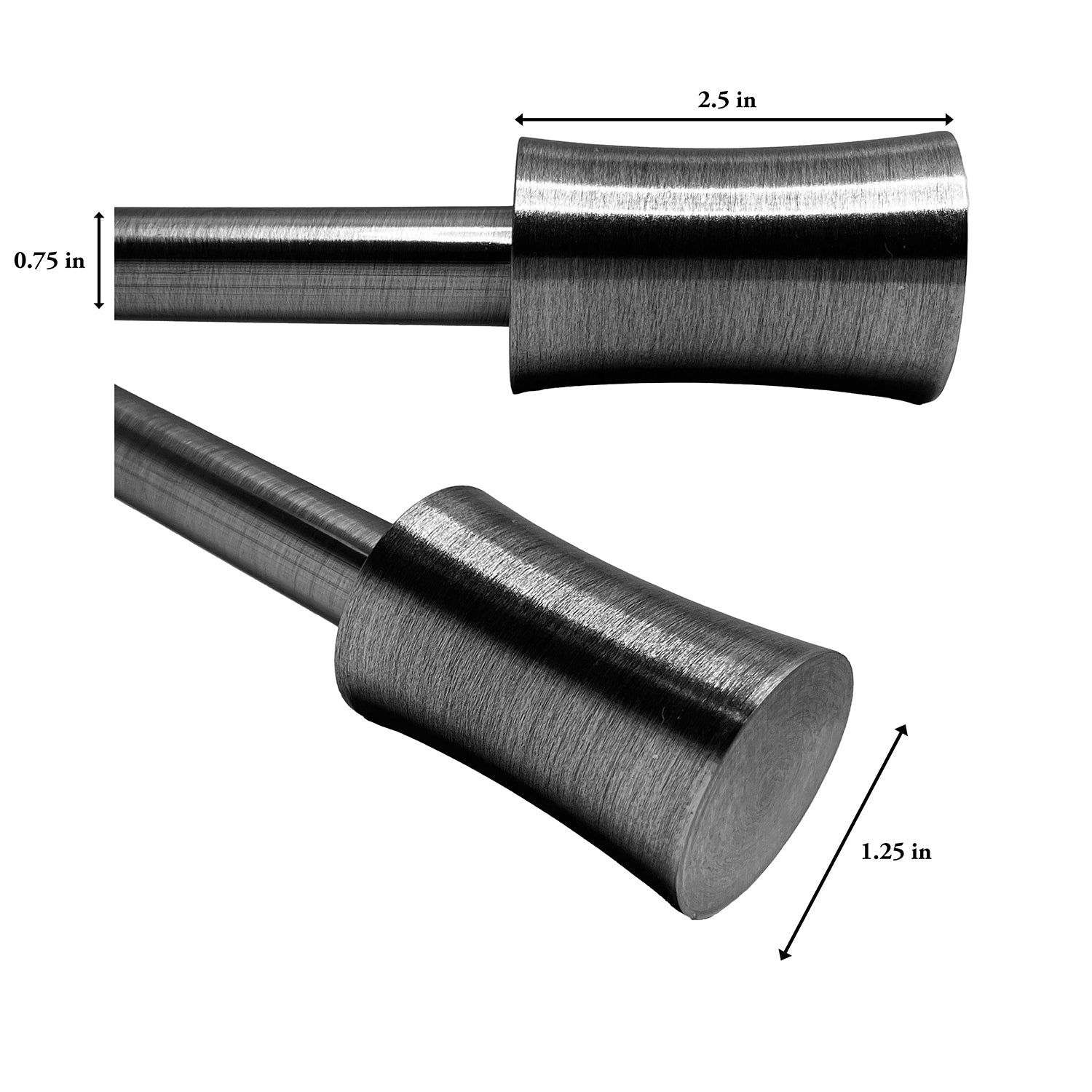 Versailles - Sculpted Corset Finial Curtain Rod Set, Adjustable Length from 72" to 144", Silver
