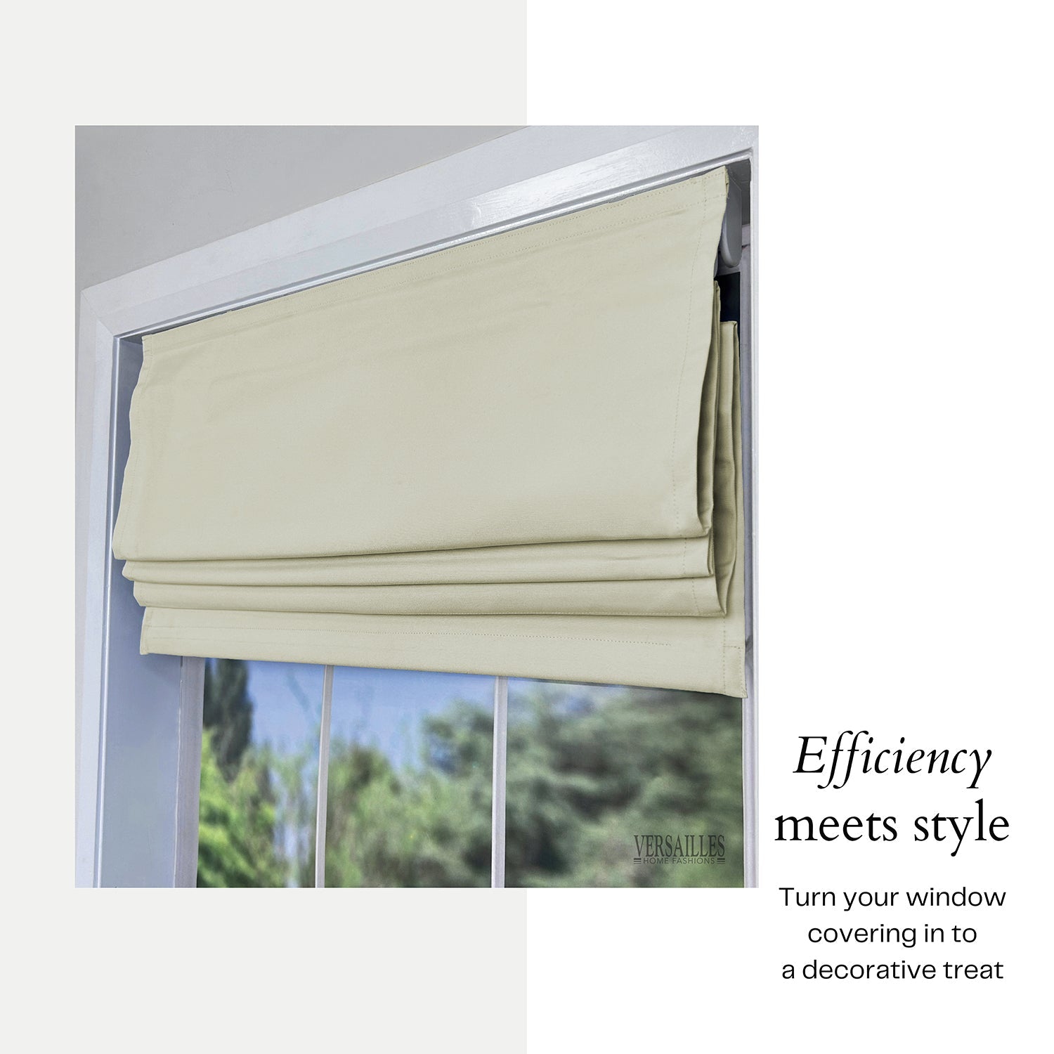 Versailles - Cordless Roman Shade, Octavia Collection, Darkening Fabric, 27" x 63", Ivory