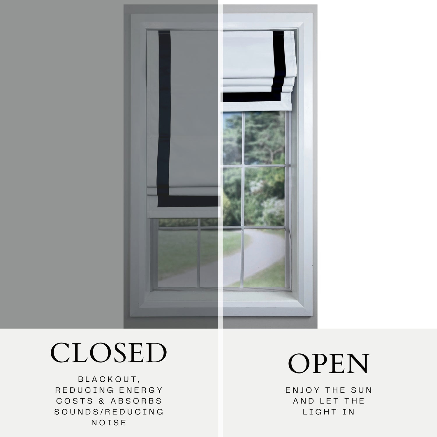 Versailles - Cordless Roman Shade, Valentina Collection, Darkening Fabric, 38" x 63", Black