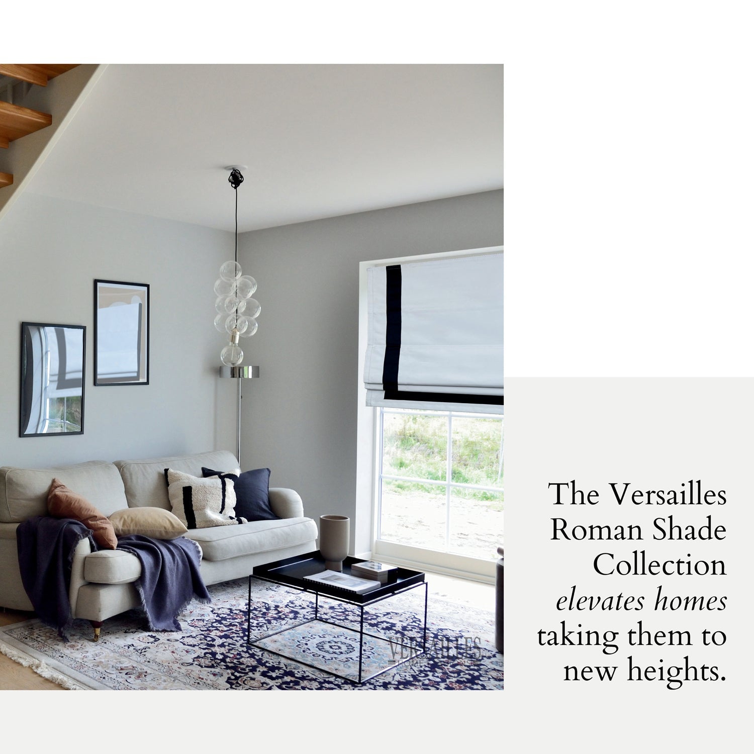 Versailles - Cordless Roman Shade, Valentina Collection, Darkening Fabric, 38" x 63", Black