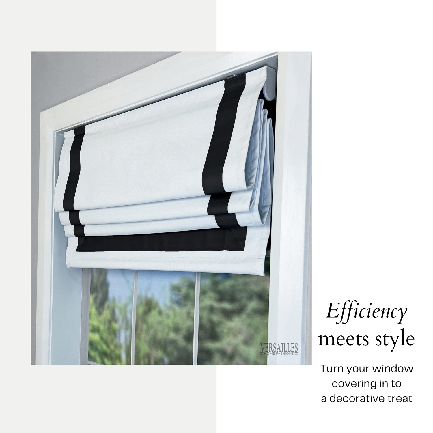 Versailles – Abat-jour romain sans cordon, collection Valentina, tissu assombrissant, 32 x 63&nbsp;po, noir