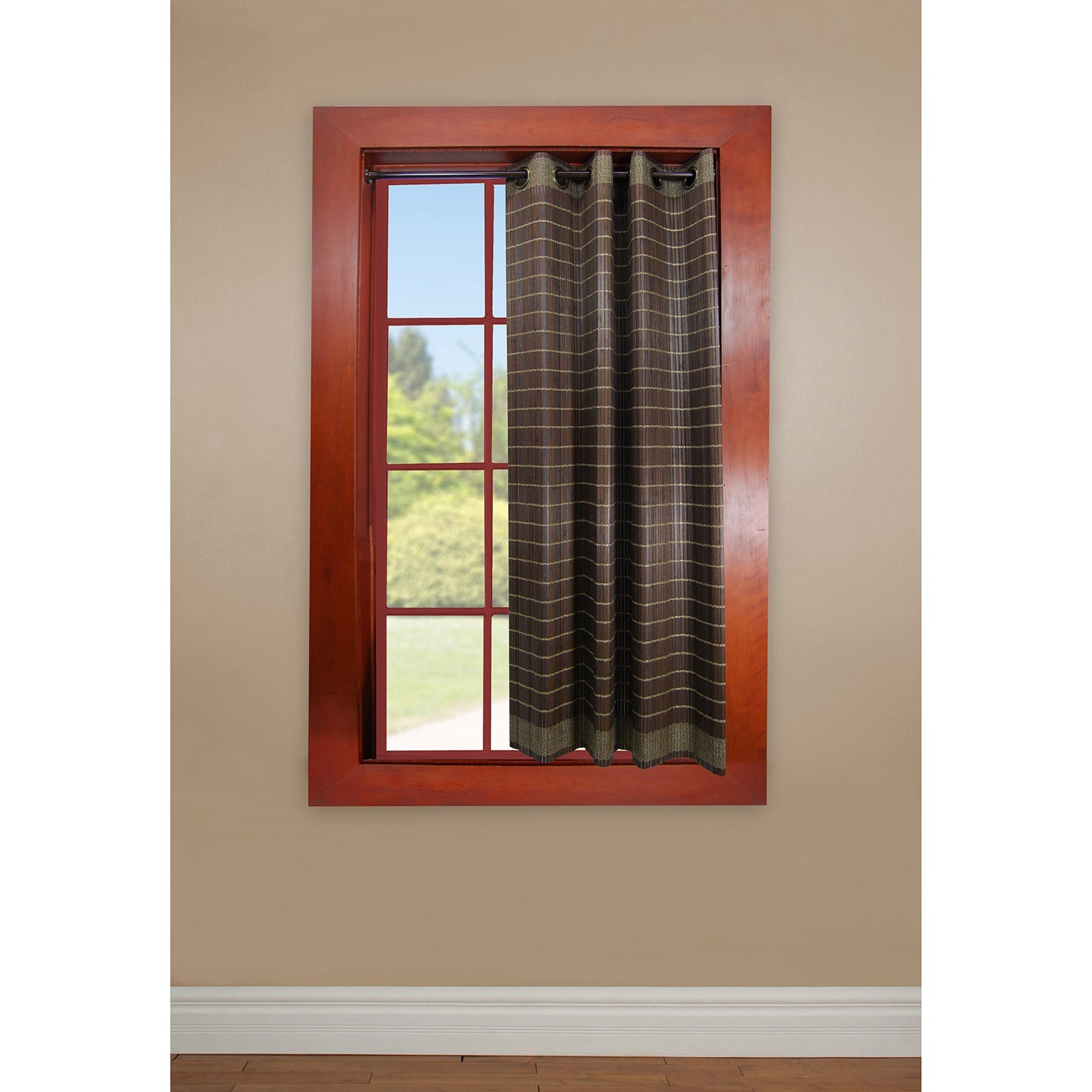 Versailles – Panneau de rideau en bambou à oeillets en laiton, 42 x 63&nbsp;po, noyer