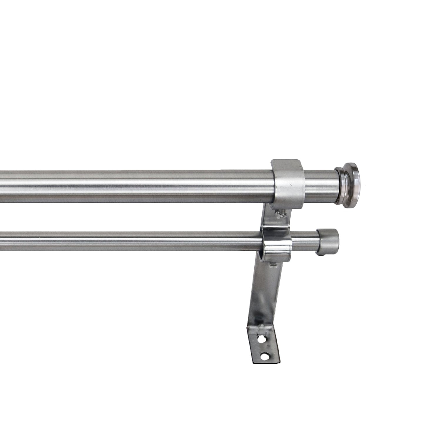 Versailles - Imperial Corona Double Curtain Rod Set, Adjustable Length from 32" to 86", Silver