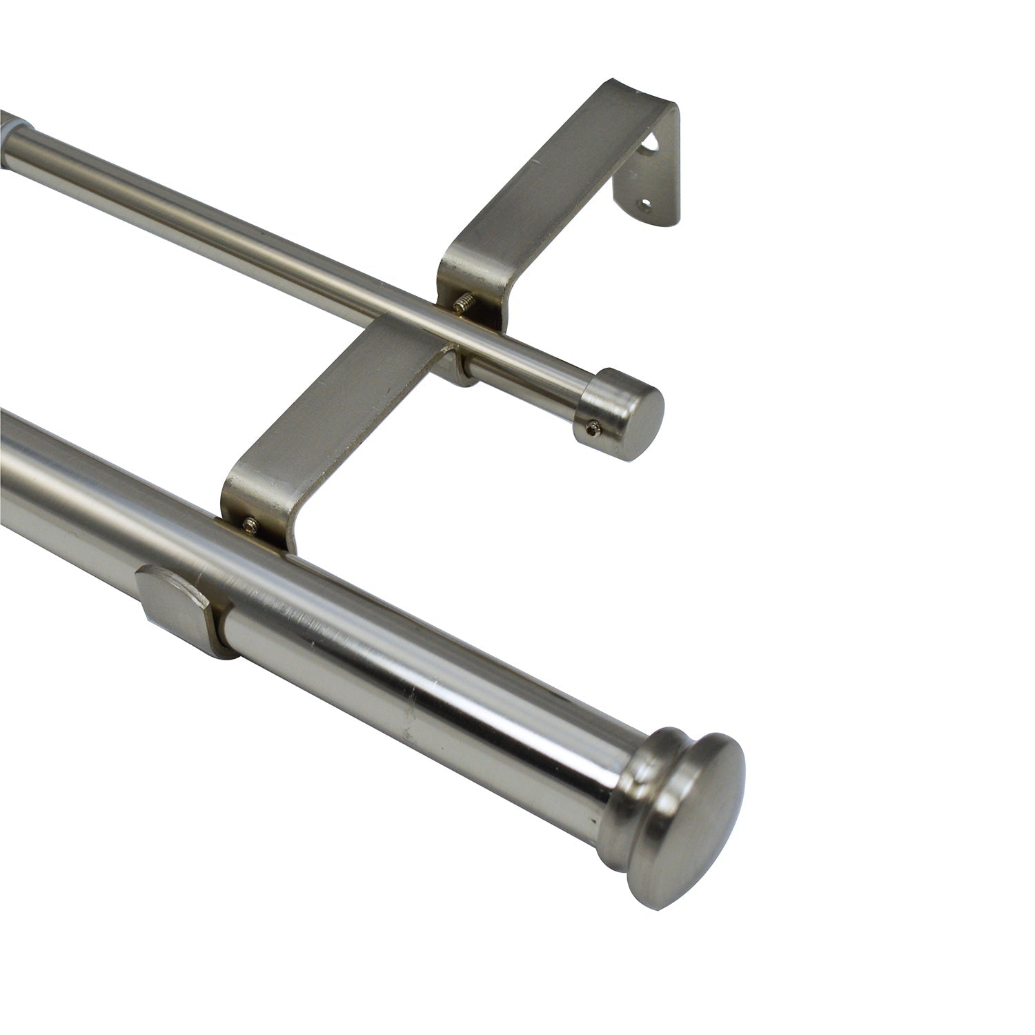 Versailles - Imperial Corona Double Curtain Rod Set, Adjustable Length from 32" to 86", Silver