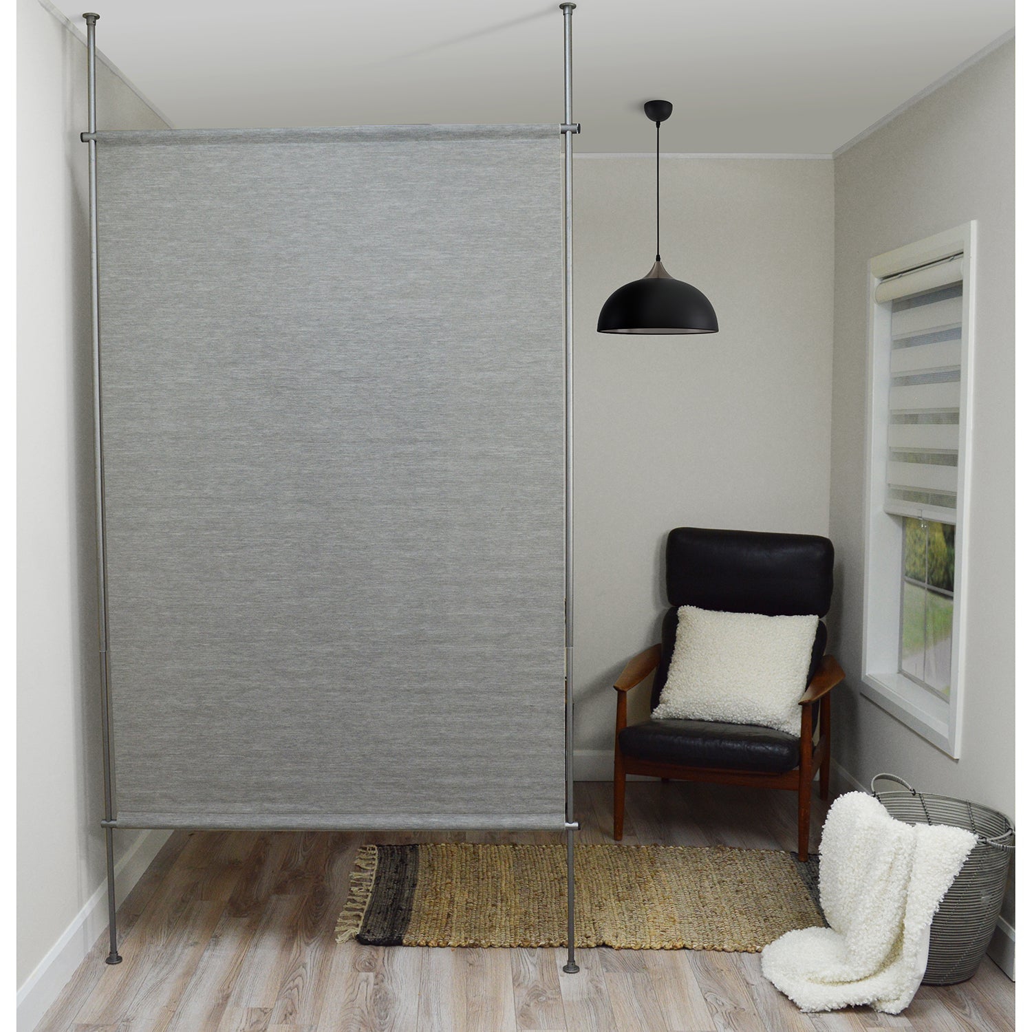 Versailles - Woven Paper Privacy Panel, 48" x 72", Adjustable Height, Grey