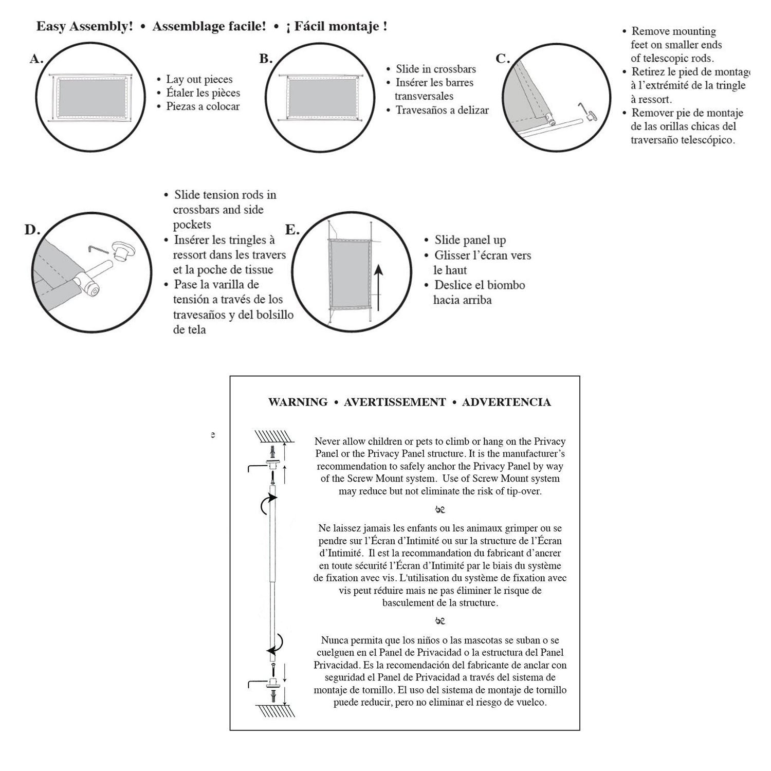 Versailles - Woven Paper Privacy Panel, 48" x 72", Adjustable Height, Grey