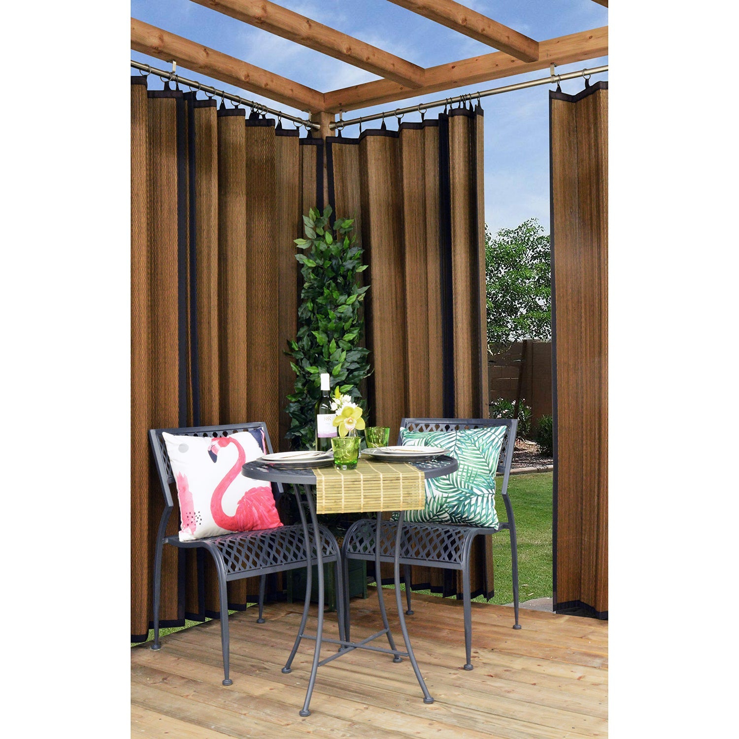 Versailles - Stainless Steel Flare Curtain Rod Set, Indoor/Outdoor, Adjustable Length from 84" to 150", Silver