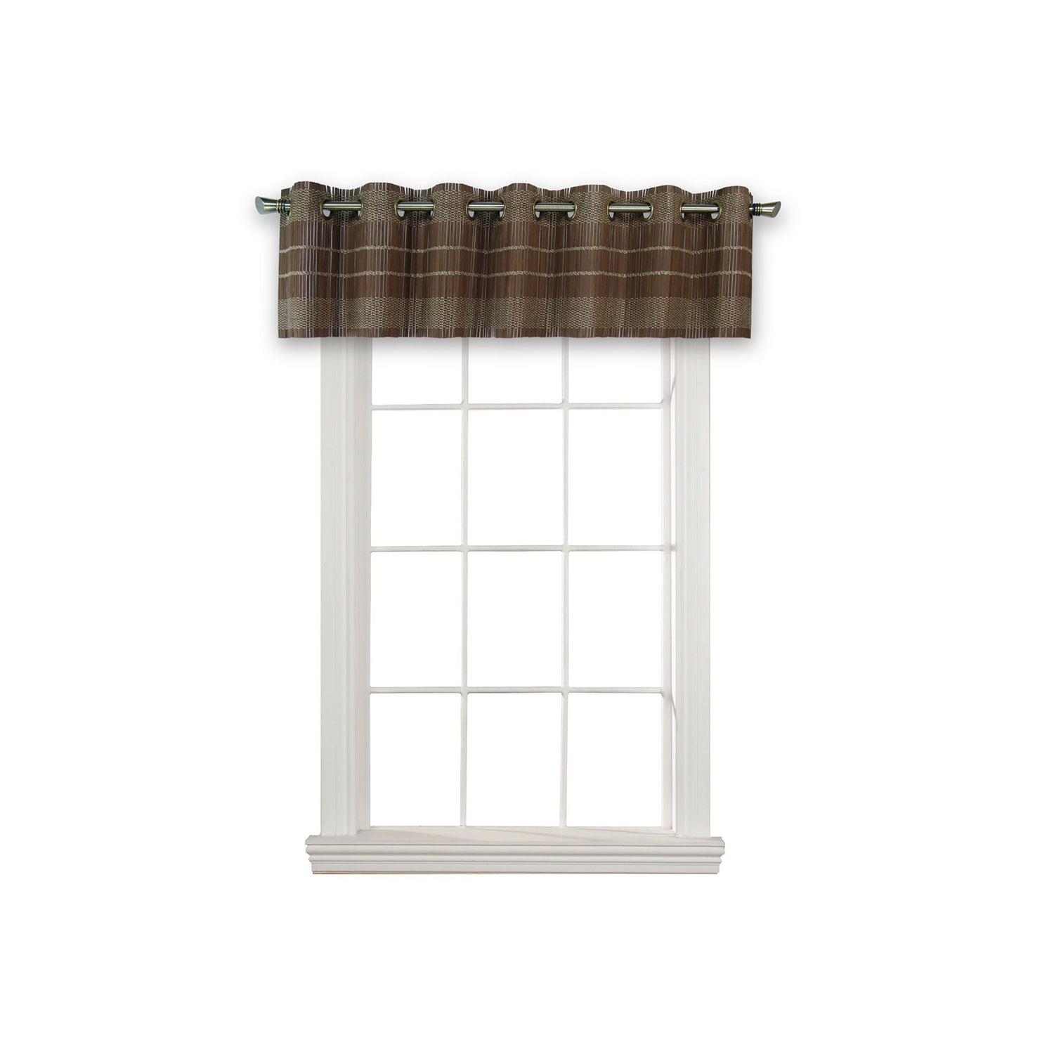 Versailles - Bamboo Grommet Top Valance, Brass Grommets, 72" x 12", Walnut
