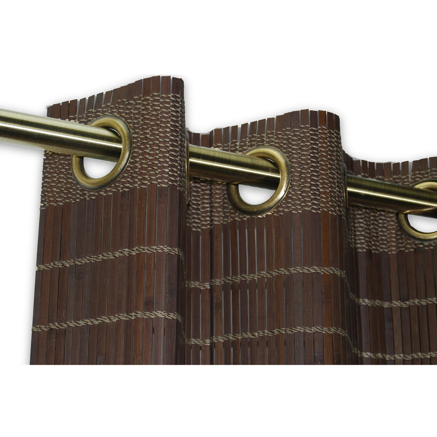 Versailles - Bamboo Grommet Top Valance, Brass Grommets, 72" x 12", Walnut