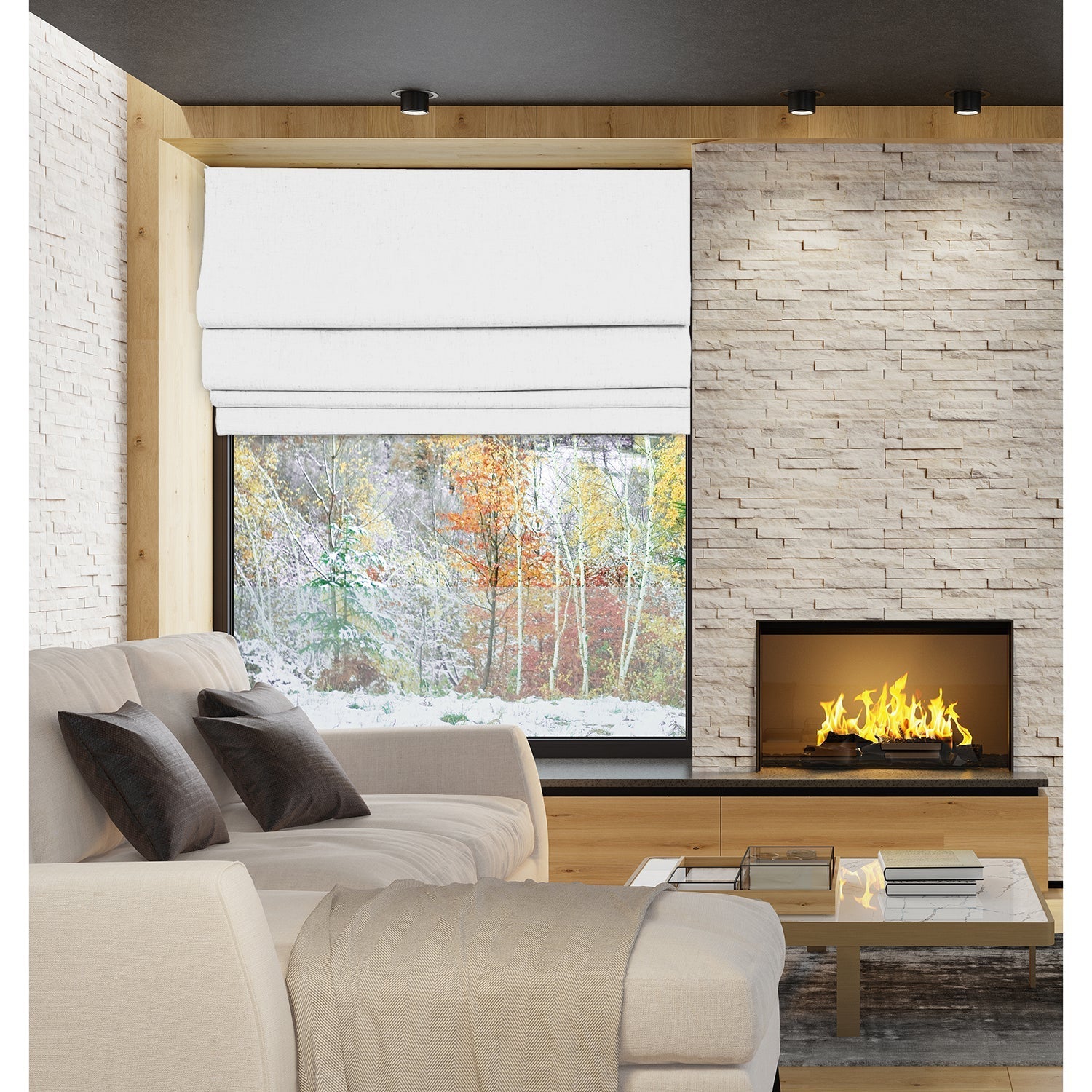 Versailles - Cordless Roman Shade, Augustus Collection, Darkening Fabric, 30" x 63", Ivory