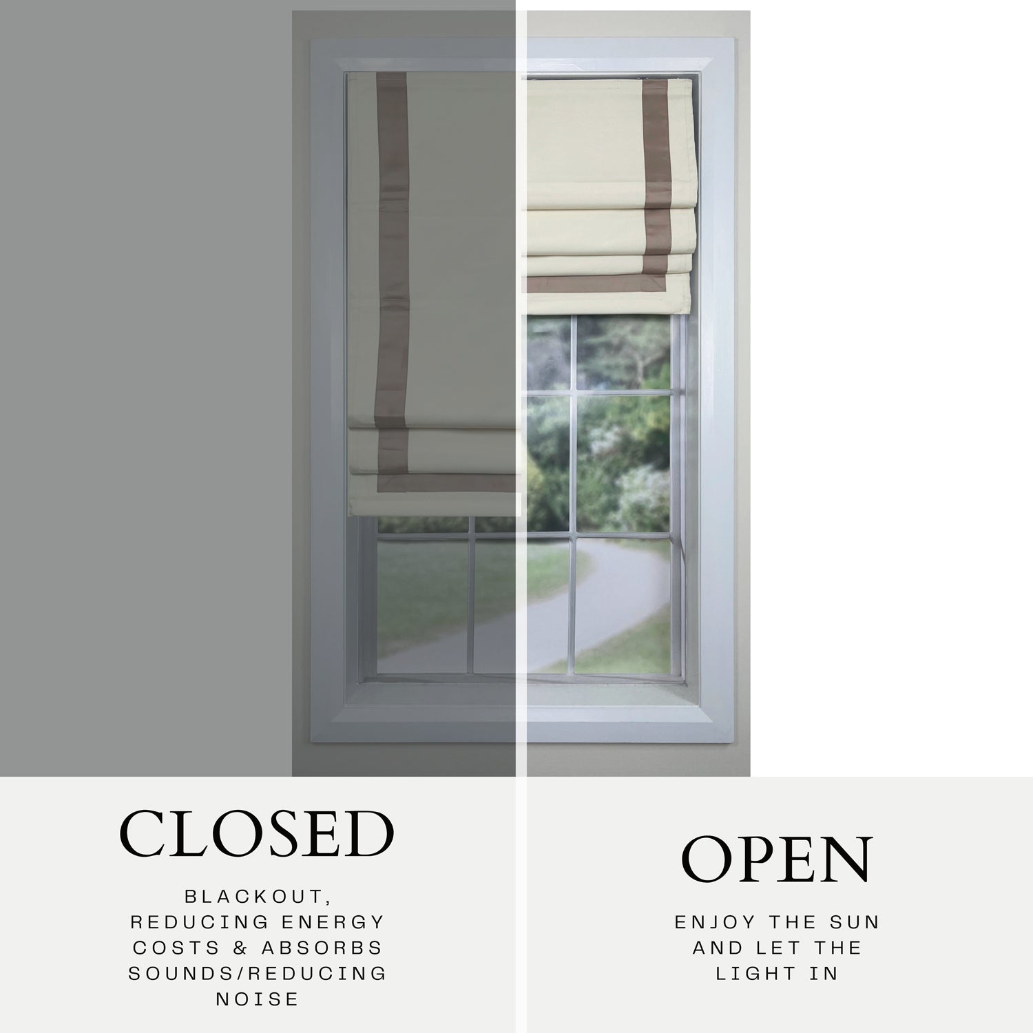 Versailles - Cordless Roman Shade, Valentina Collection, Darkening Fabric, 38" x 63", Taupe