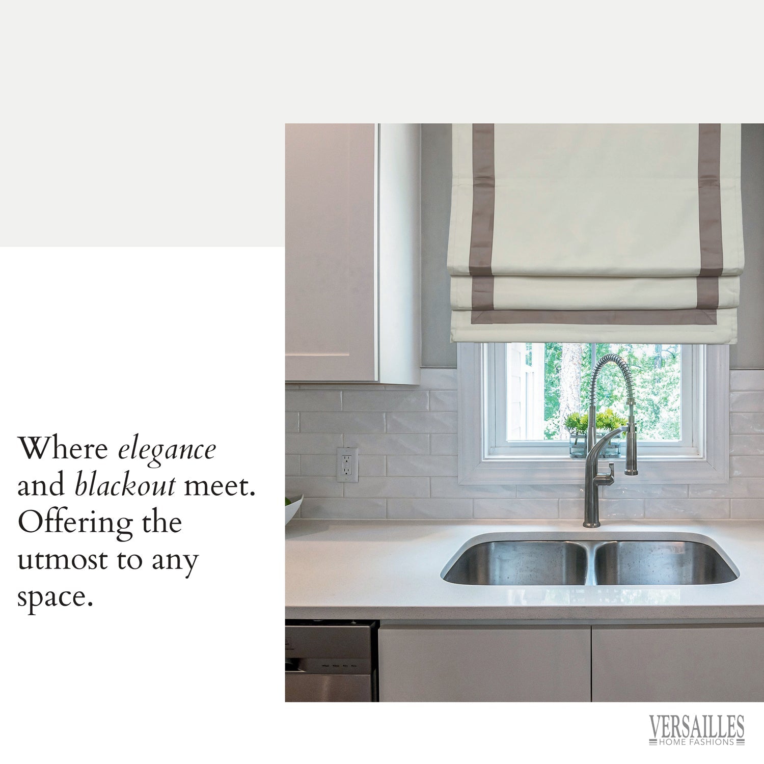 Versailles - Cordless Roman Shade, Valentina Collection, Darkening Fabric, 38" x 63", Taupe