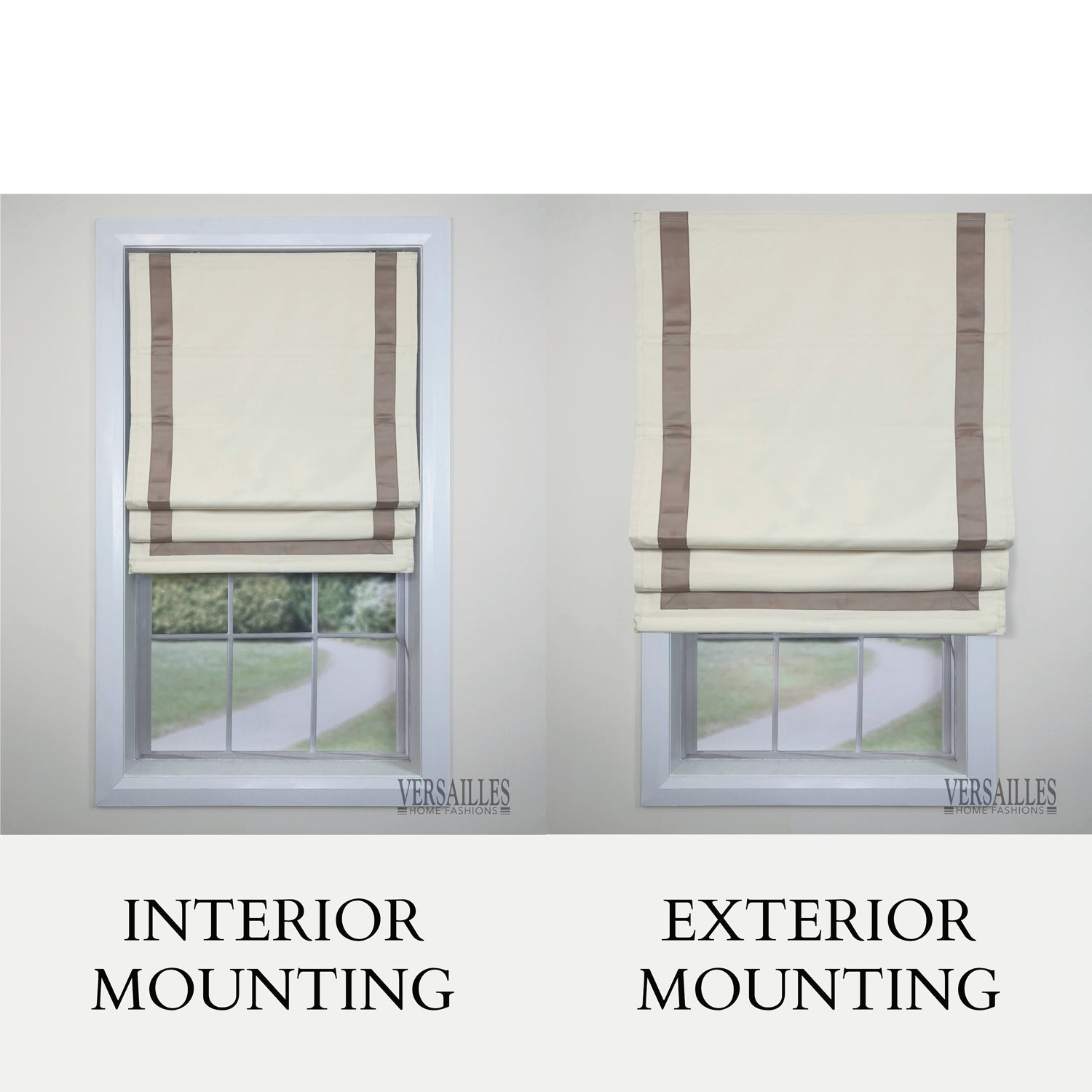 Versailles - Cordless Roman Shade, Valentina Collection, Darkening Fabric, 38" x 63", Taupe