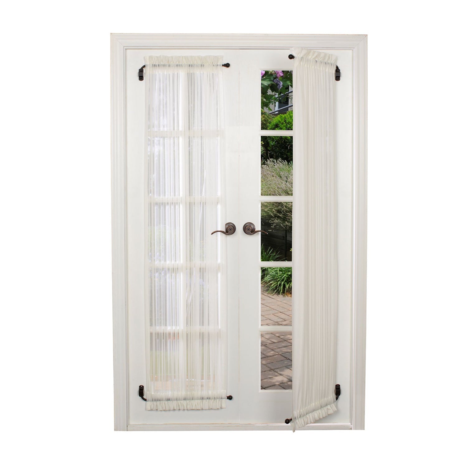 Versailles – Ensemble de 2 bras de rideau pivotants, longueur réglable de 24 à 38 po, noir