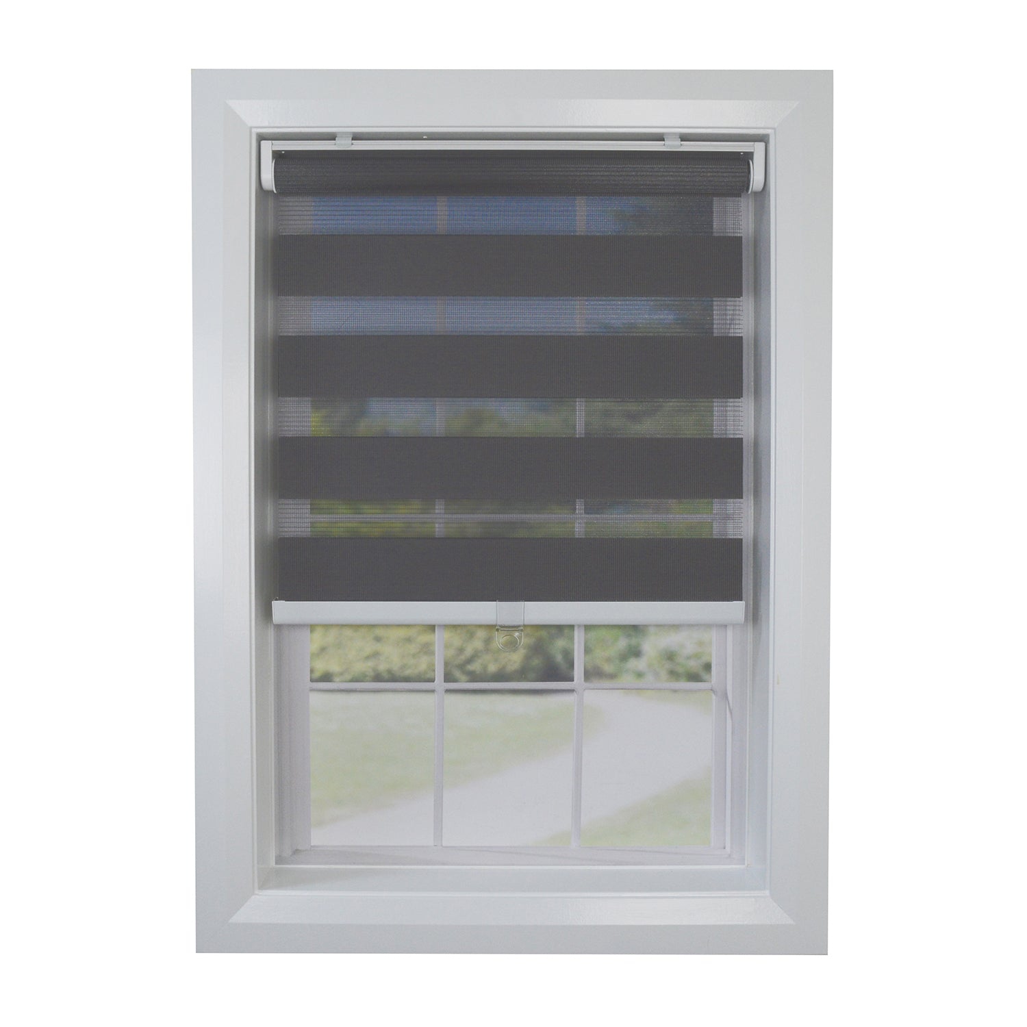 Versailles - Slimline Cordless Alternate Shade Window Blind, 24" x 72", Charcoal