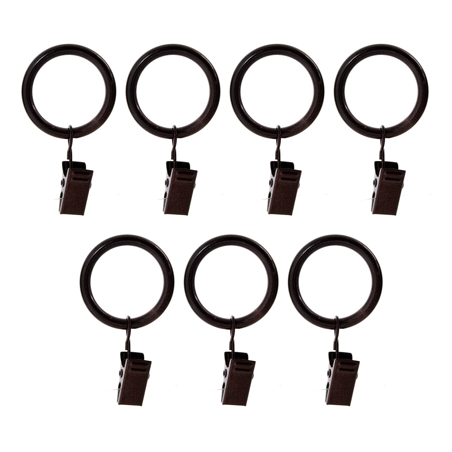 Versailles - Set of 7 Curtain Clip Rings, Made of Steel, Brown