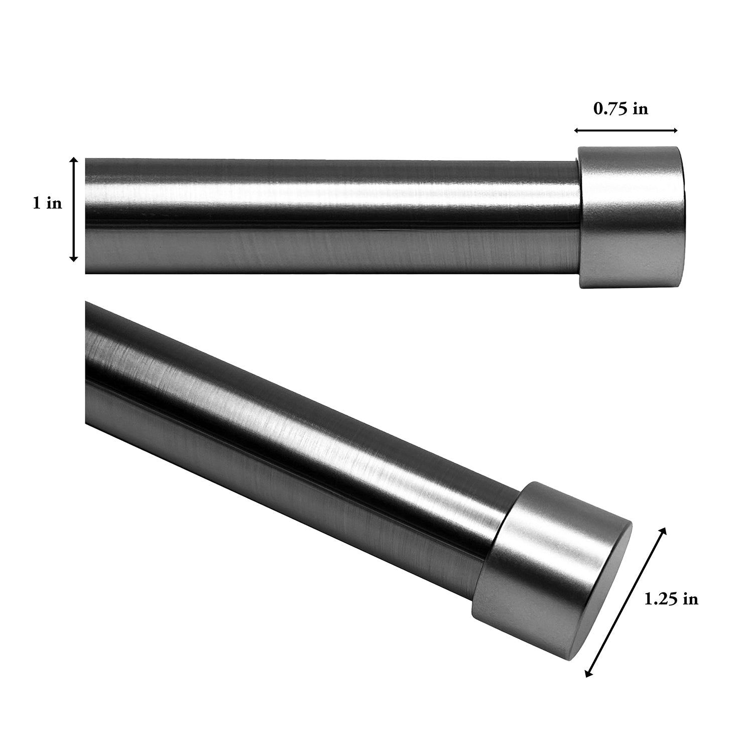 Versailles - Esencial Kepi Curtain Rod Set, Adjustable Length From 72" to 144", Silver