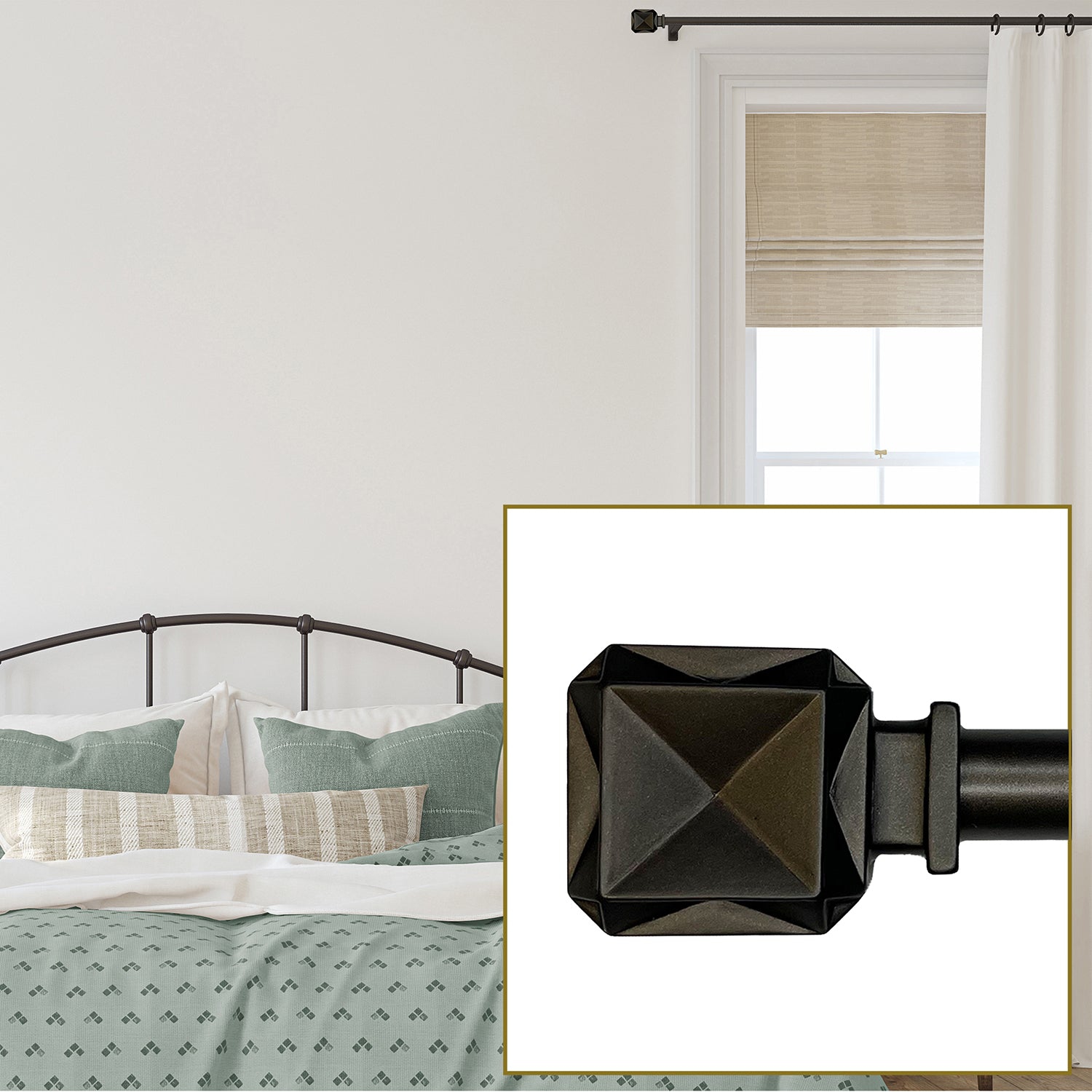 Versailles – Ensemble de tringle à rideaux Scencillo, longueur réglable de 72 à 144&nbsp;po, bronze