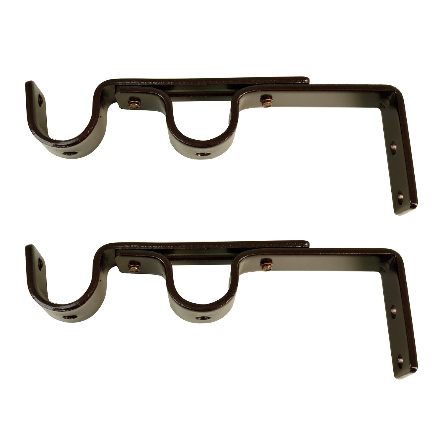 Versailles - Set of 2 Double Wall Brackets for Curtain Rod, Brown
