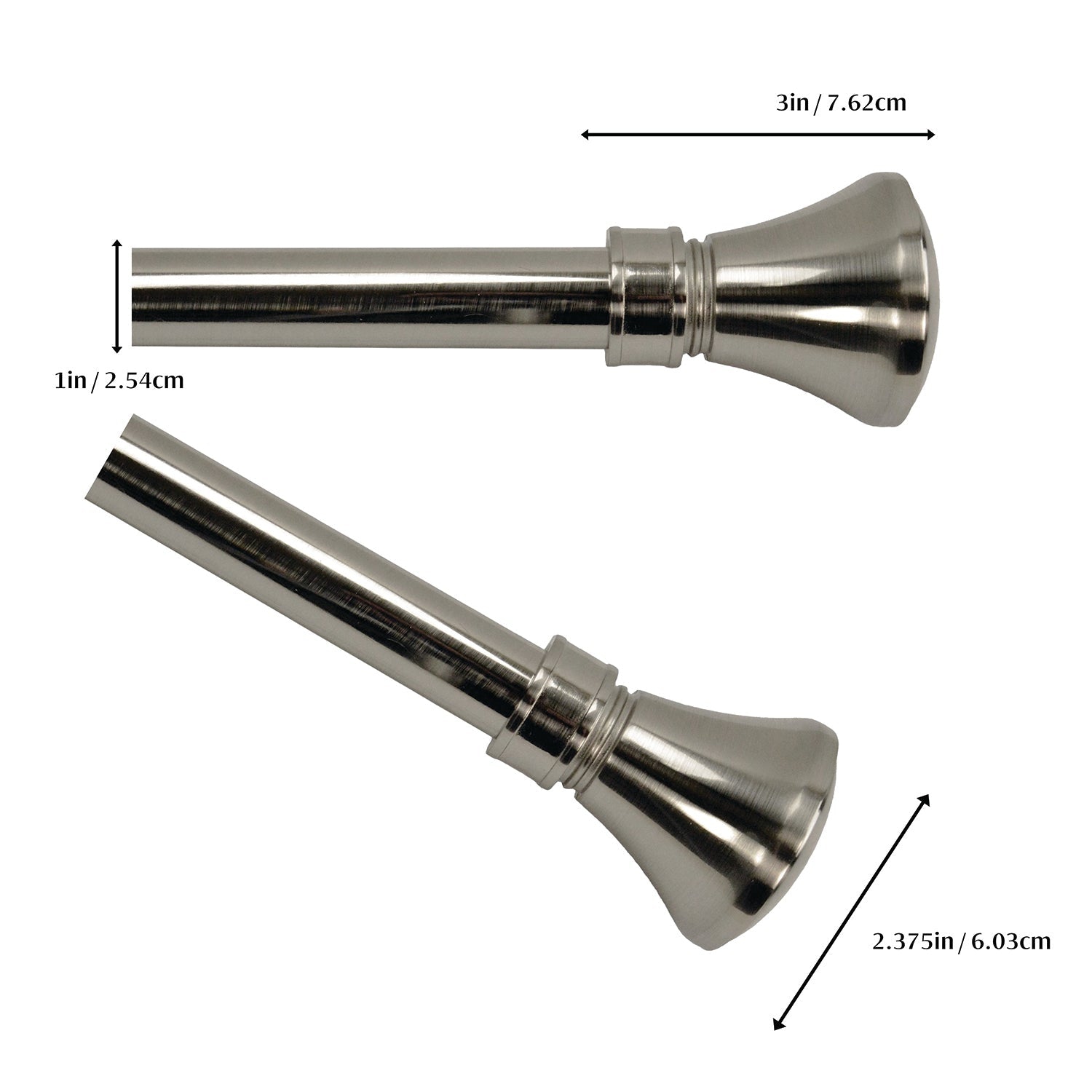 Versailles - Lexington Flare Curtain Rod Set, Adjustable Length from 86" to 144", Silver