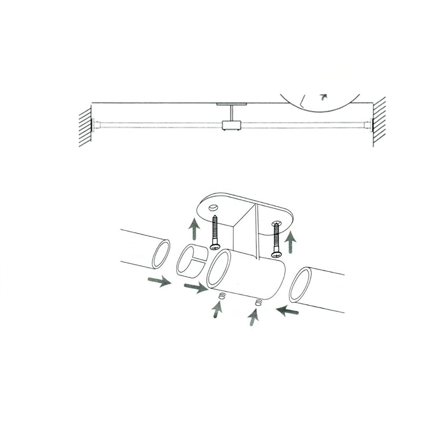 Versailles - Ceiling Bracket for DUO Tension Curtain Rod, Indoor/Outdoor, Silver
