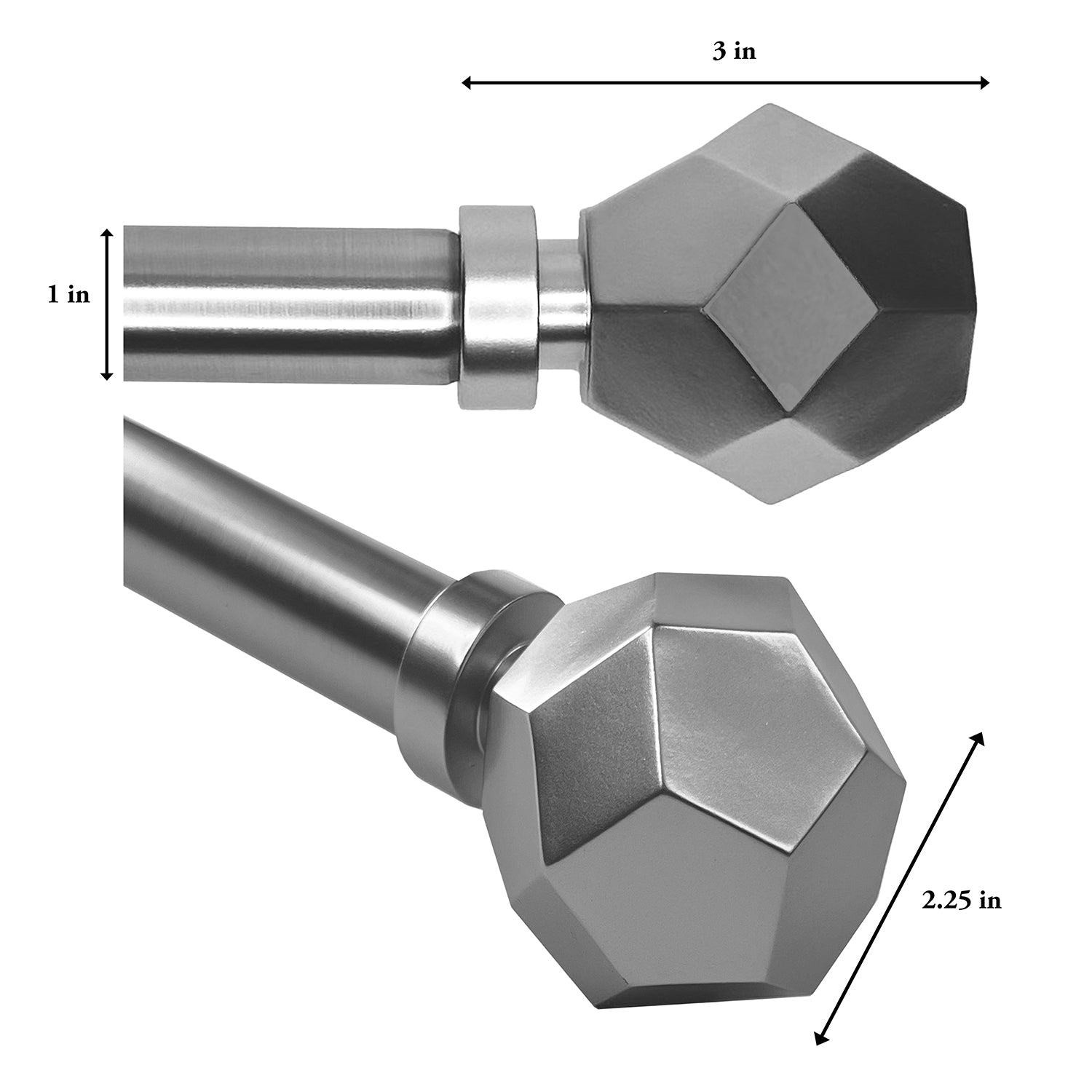 Versailles - Esencial Convex Curtain Rod Set, Adjustable Length From 72" to 144", Silver