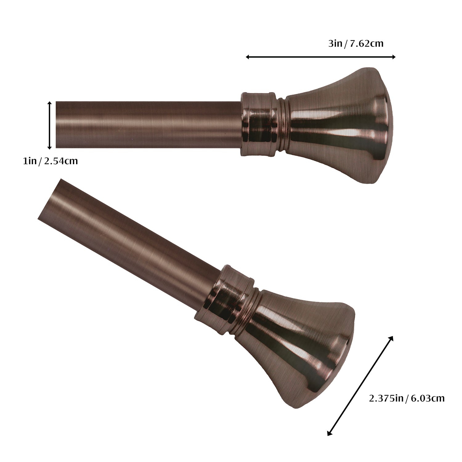 Versailles - Lexington Flare Curtain Rod Set, Adjustable Length from 28" to 48", Bronze