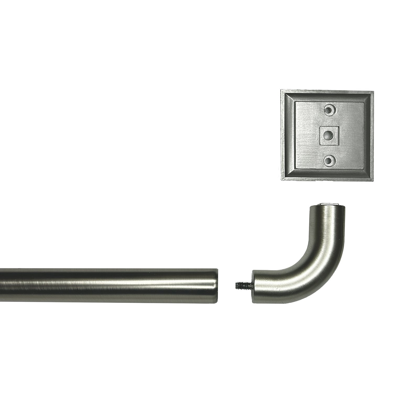 Versailles - BlackOut Room Darkening Curtain Rod Set, Two Mounting Options, Adjustable length from 66" to 120", Silver
