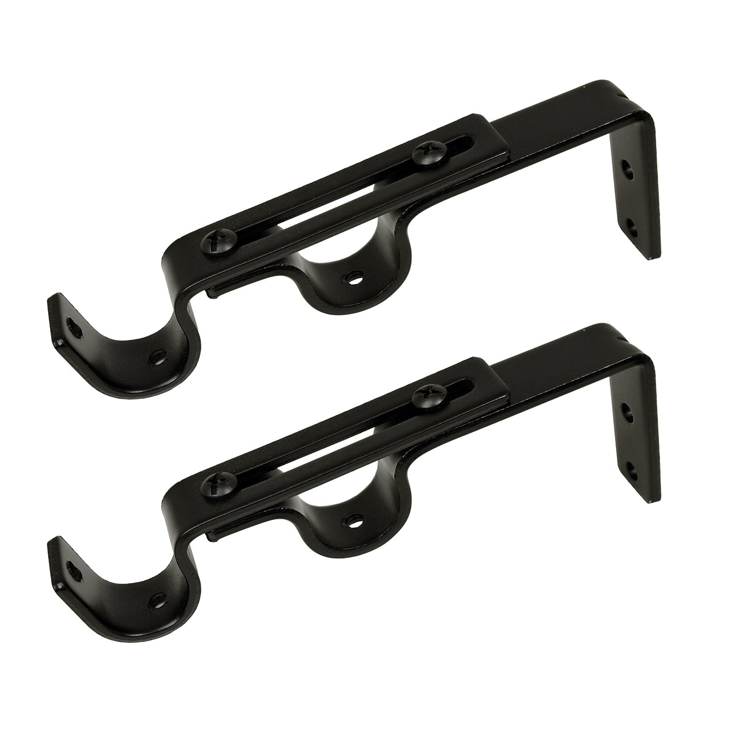 Versailles - Set of 2 Double Wall Brackets for Curtain Rod, Black