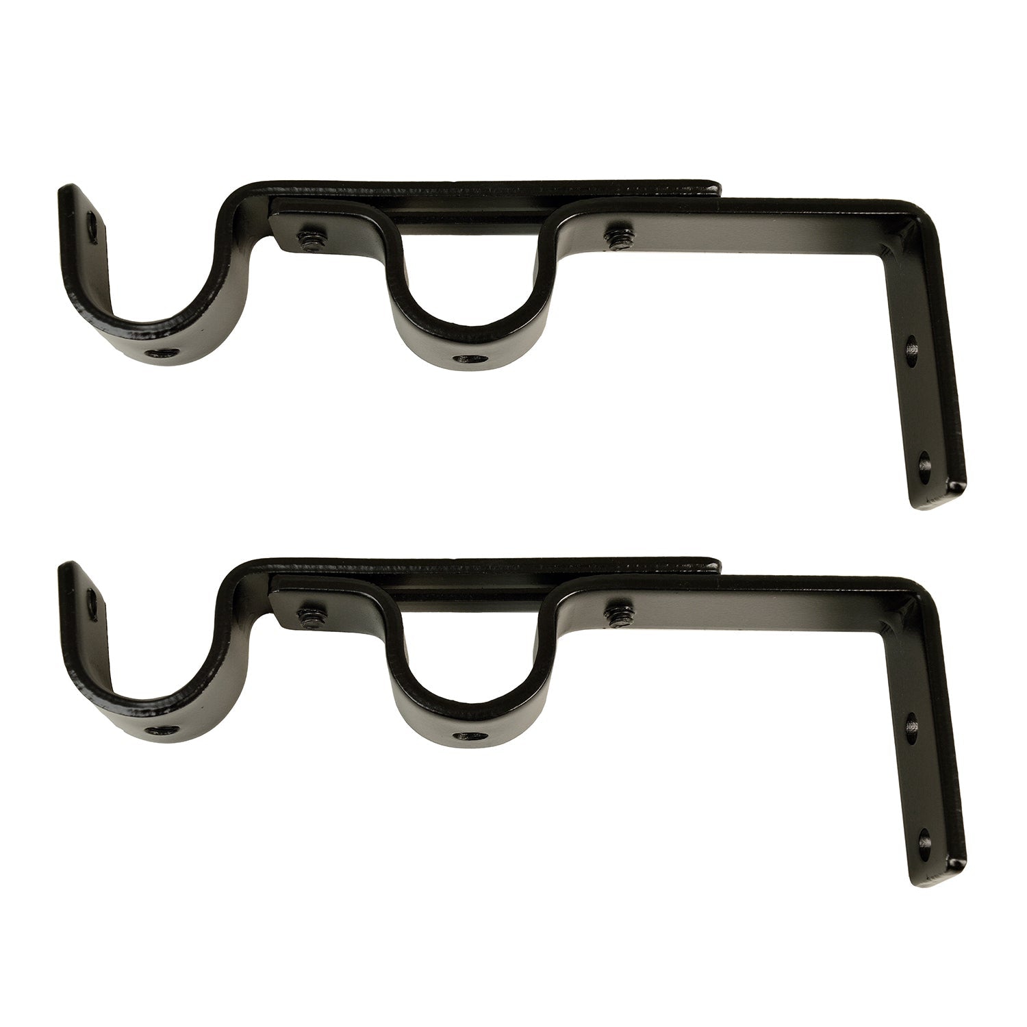 Versailles - Set of 2 Double Wall Brackets for Curtain Rod, Black
