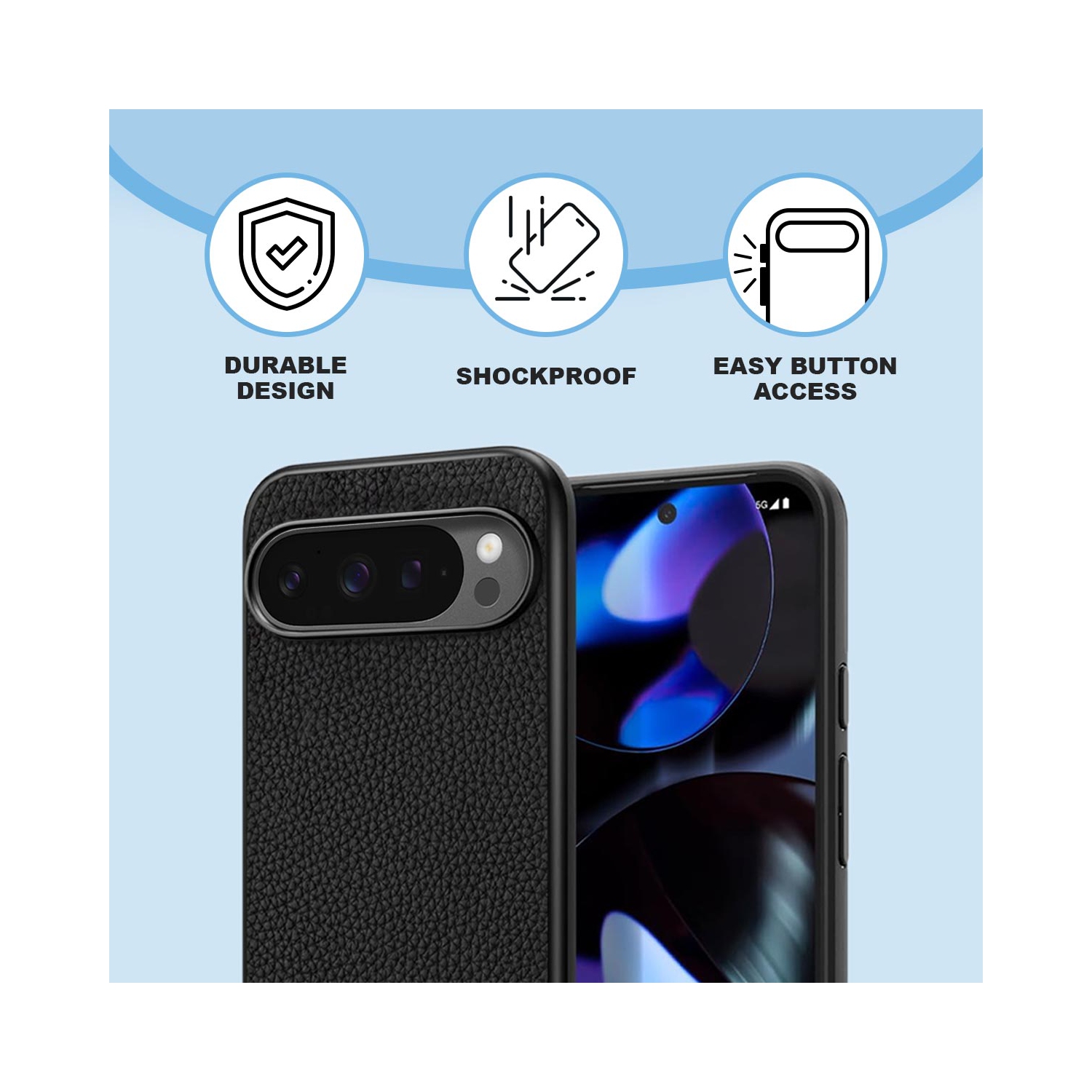 Étui en cuir végétalien d'Adreama pour Pixel 9 Pro XL de Google