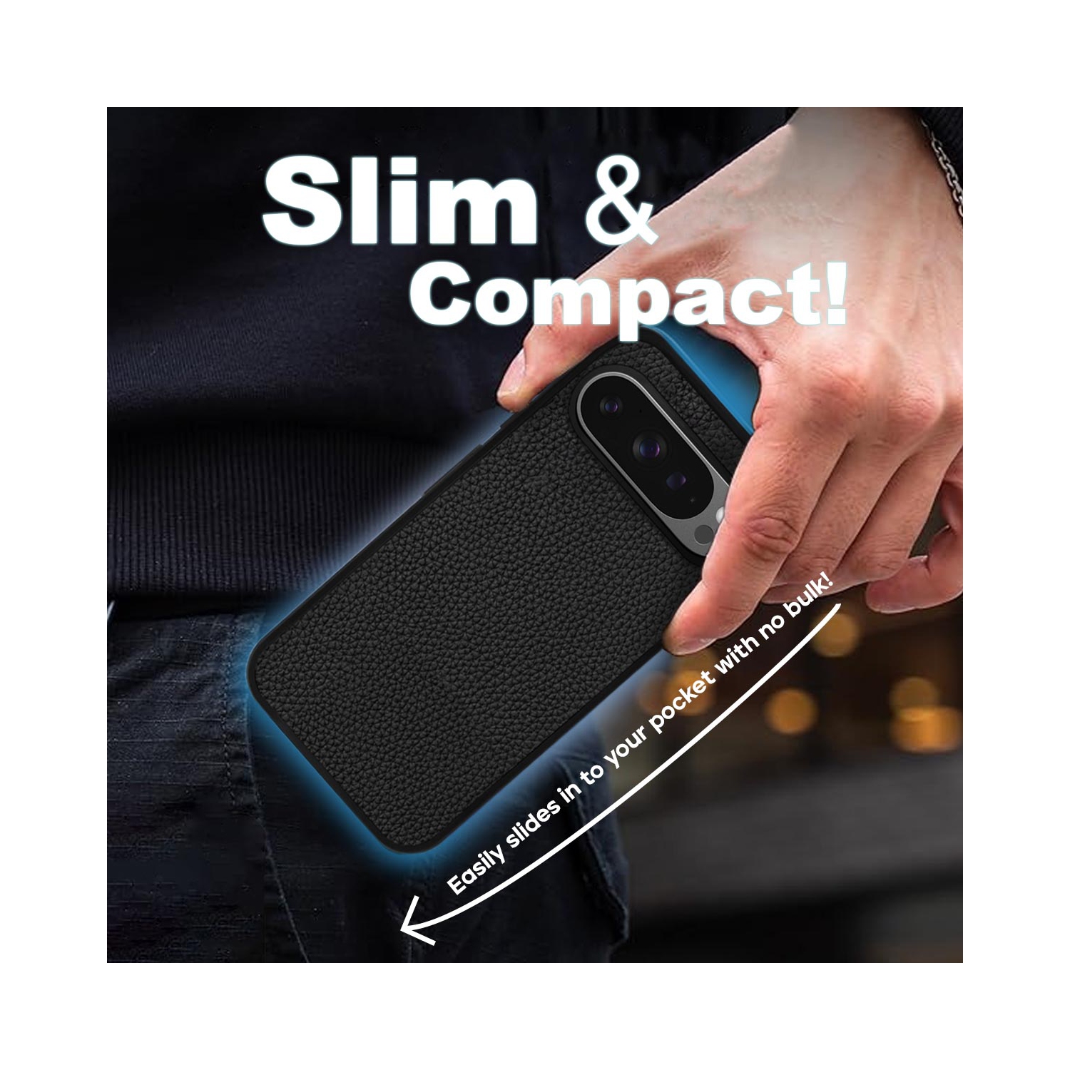 Étui en cuir végétalien d'Adreama pour Pixel 9 Pro XL de Google