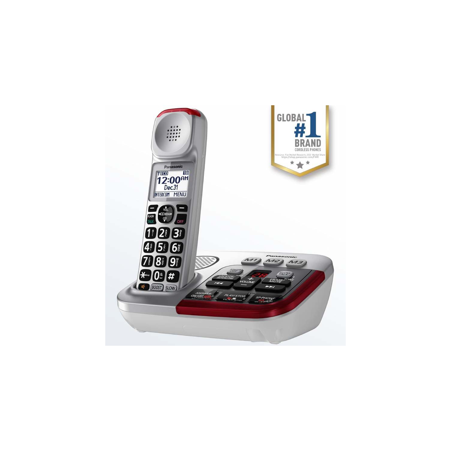 Panasonic KX-TGM490S Amplified Cordless Phone with Digital Answering Machine and Talking Caller ID