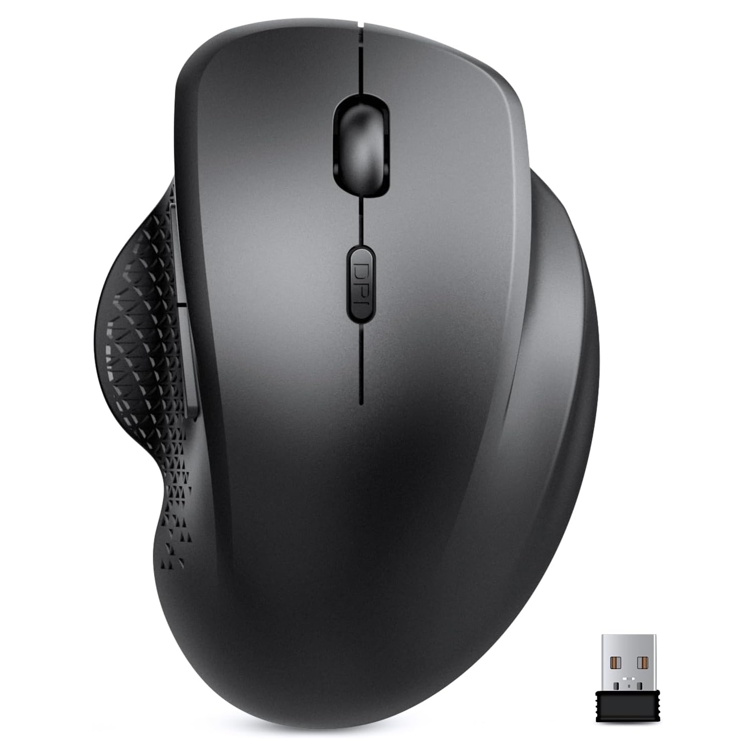 RisoPhy Wireless Mouse, 2.4GHz Bluetooth Mouse for Laptop, Ergonomic Computer Mouse with USB Receiver, Rechargeable Portable PC Mouse Wireless for