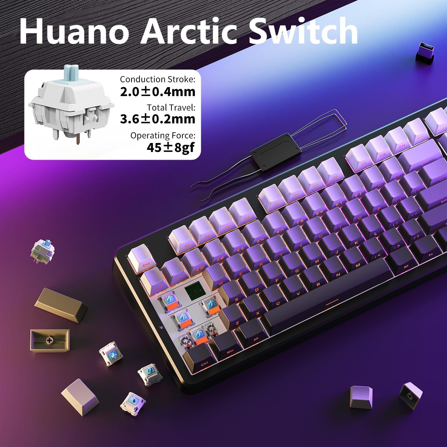 RisoPhy X87 Wireless Mechanical Keyboard, 10000 mAh Battery, 75% Keyboard with Huano Arctic Switch BT5.0/2.4GHz/USB-C Hot Swappable Custom Keyboard,