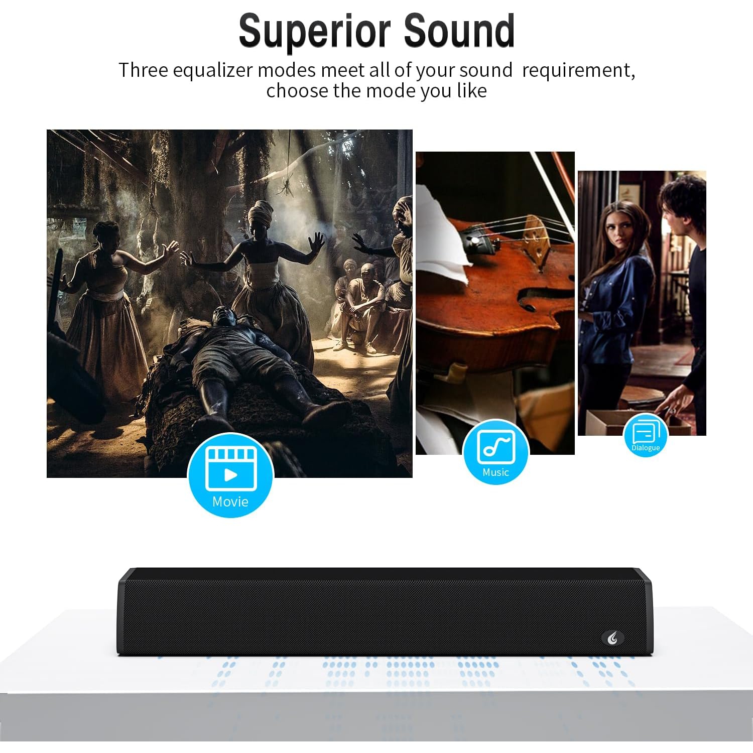 Oececa Sound Bars for TV, Bluetooth Soundbar for TV, Small TV Sound Bar, Surround Sound System TV Speakers Soundbar with ARC/Optical/USB/AUX Connection (23INCH) Black