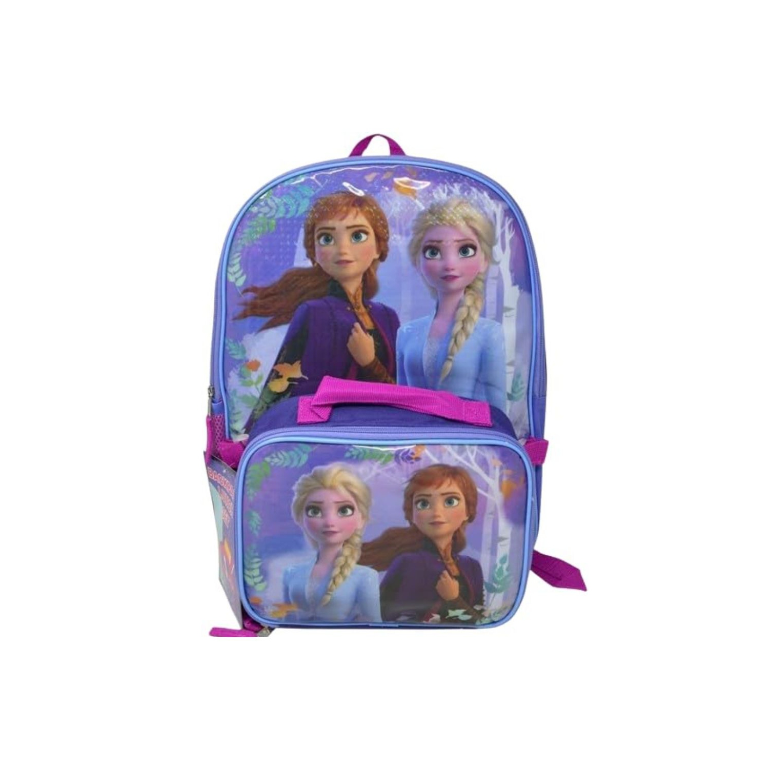 Disney Frozen Elsa & Anna 16" Backpack with Rectangle Lunch Bag, Multicolored