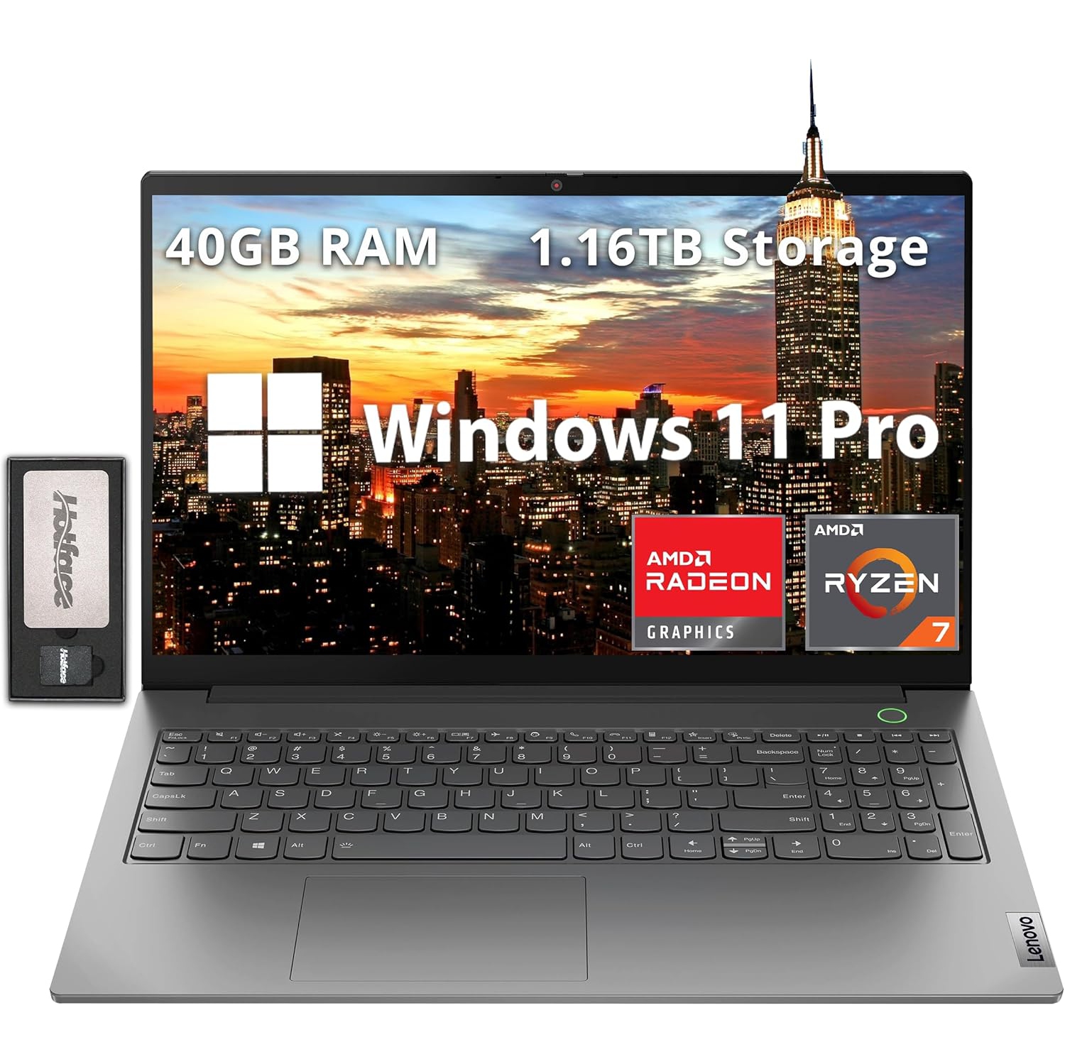 Lenovo ThinkBook 15 G4 15.6" FHD Laptop, AMD Ryzen 7 5825U, 1.16TB Storage (1TB SSD+160GB Docking Station Set), 40GB RAM, Backlit Keyboard, Fingerprint Reader, Win 11 Pro, Grey