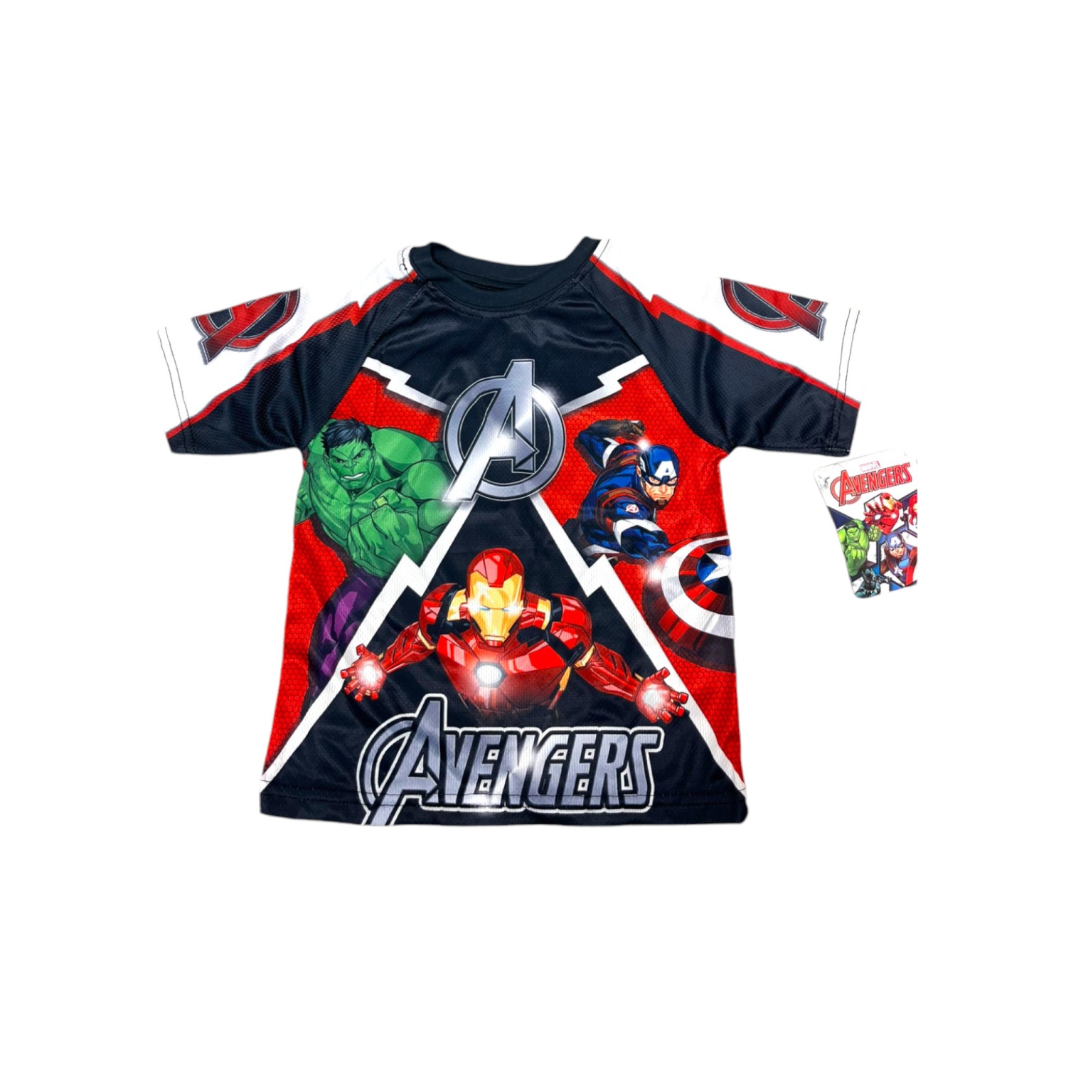 Avengers – T-shirt en jersey noir et blanc soyeux pour garçons Hulk Iron Man
