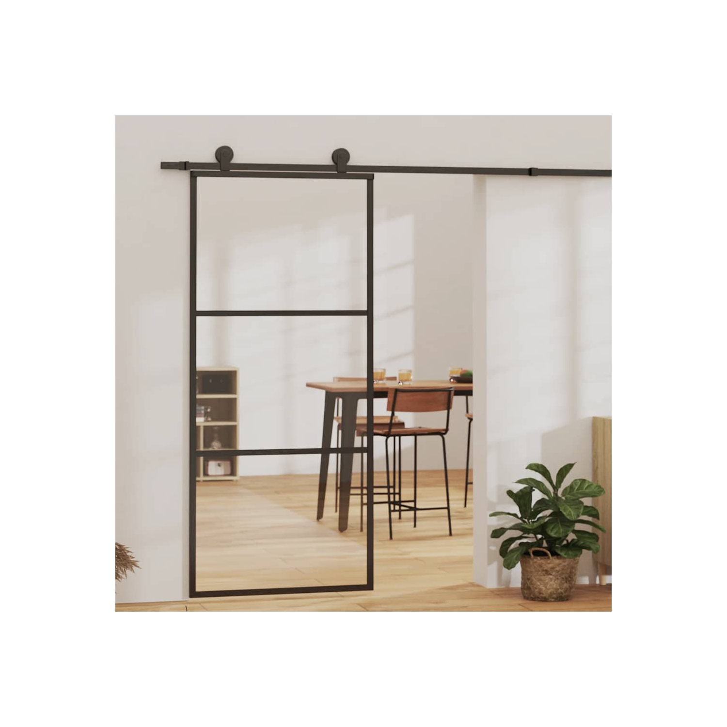 vidaXL Sliding Door ESG Glass and Aluminium 90x205 cm Black
