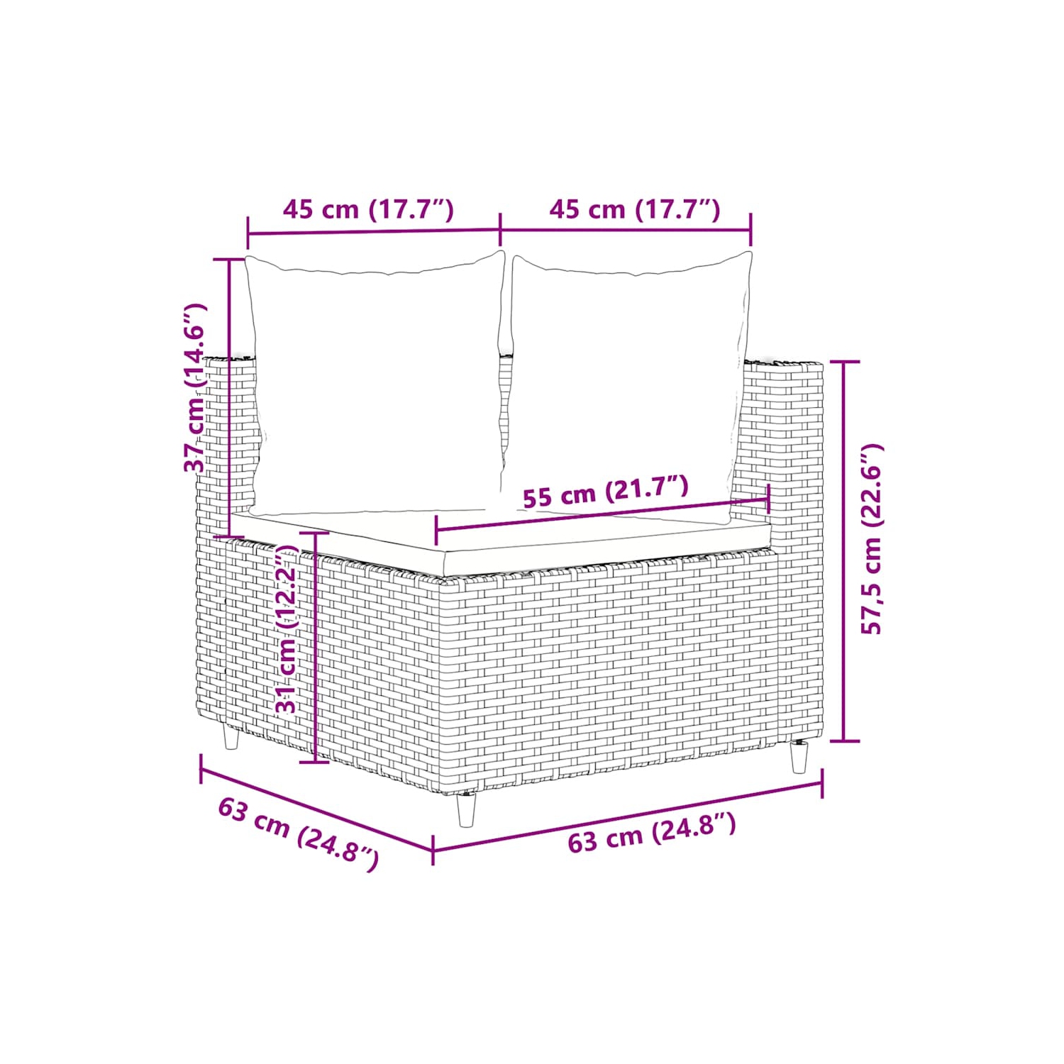 vidaXL 4 Piece Garden Sofa Set with Cushions Grey Poly Rattan
