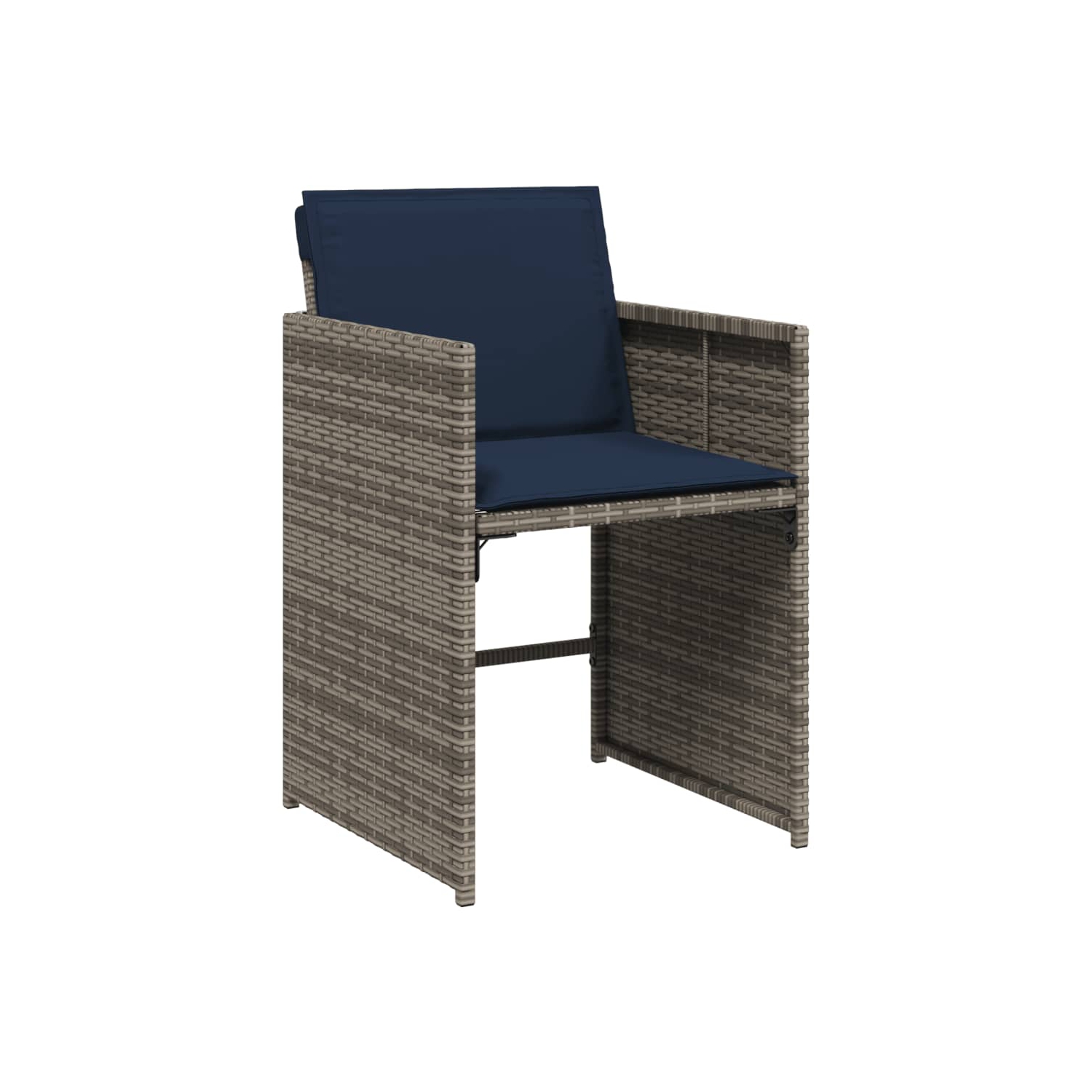 vidaXL 11 Piece Garden Dining Set with Cushions Grey Poly Rattan