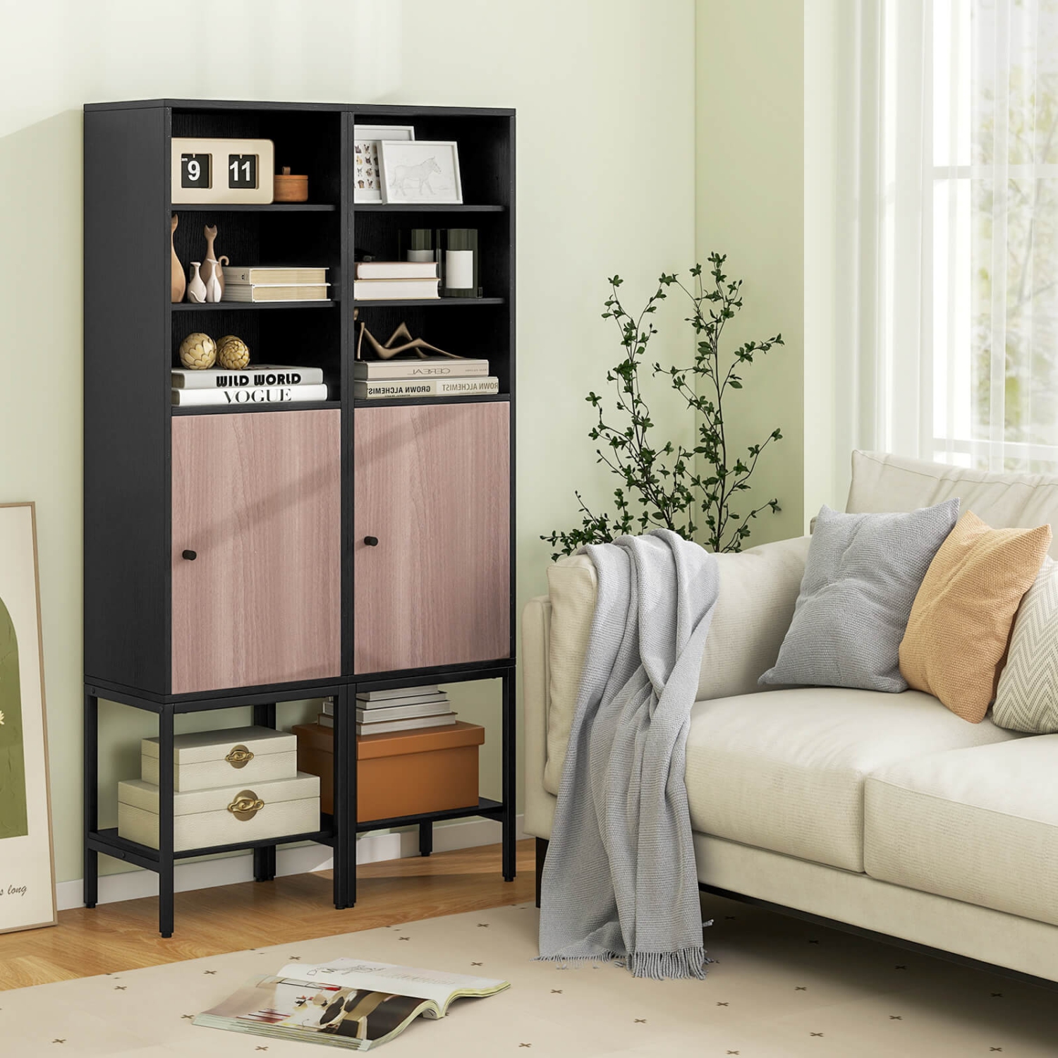 Armoire haute de 57&nbsp;po pour salle de bain avec 1 portes et 4 tablettes de Costway