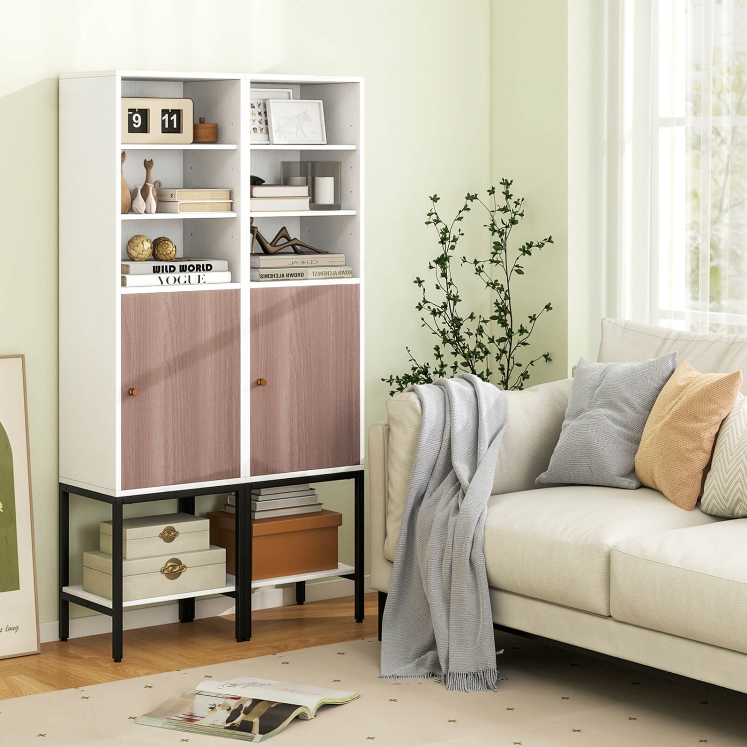 Armoire haute de 57 po pour salle de bain avec 1 portes et 4 tablettes de Costway