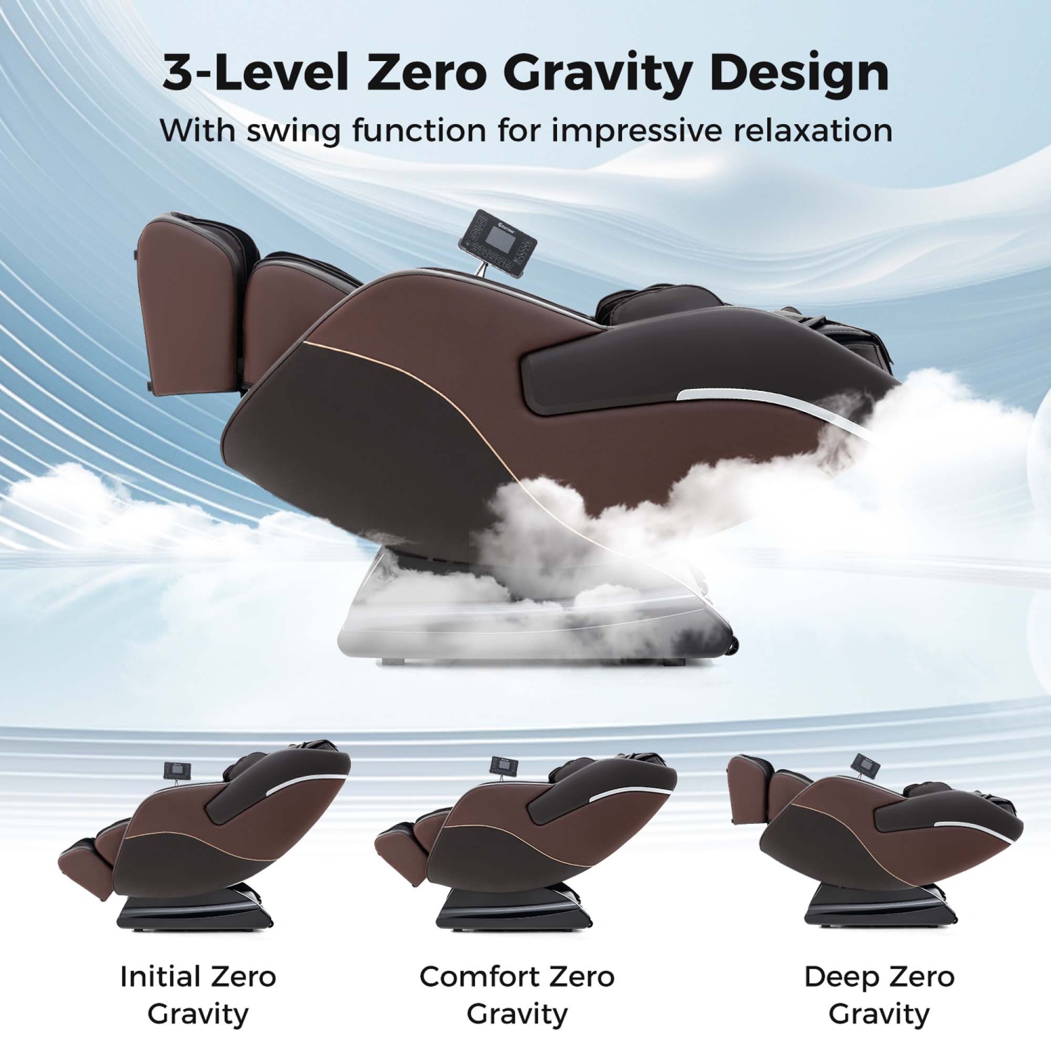 Fauteuil de massage inclinable Zero Gravity SL Track de Costway avec repose-pieds extensibles thaï et commande vocale