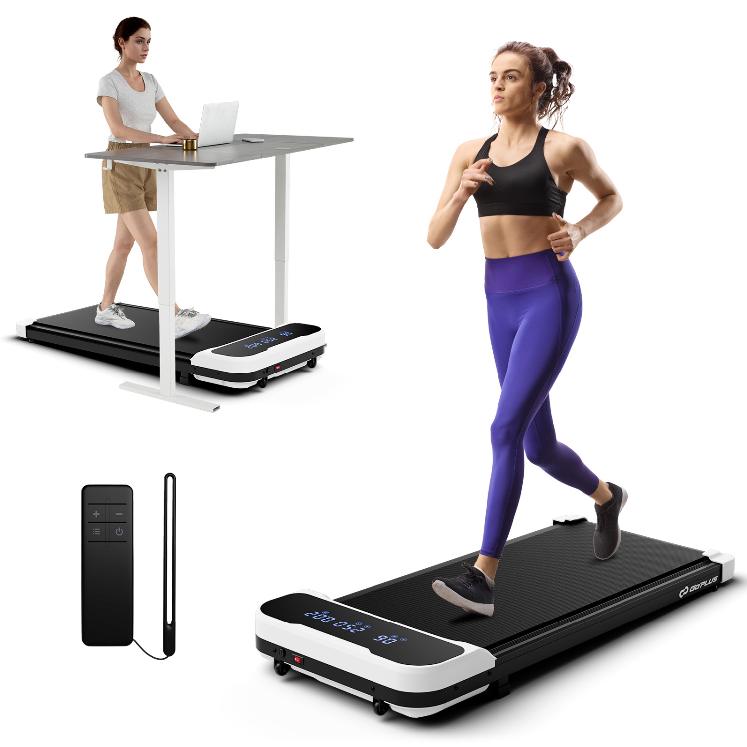 Goplus 2.5HP Under Desk Treadmill for Home and Office Remote Control LED Display