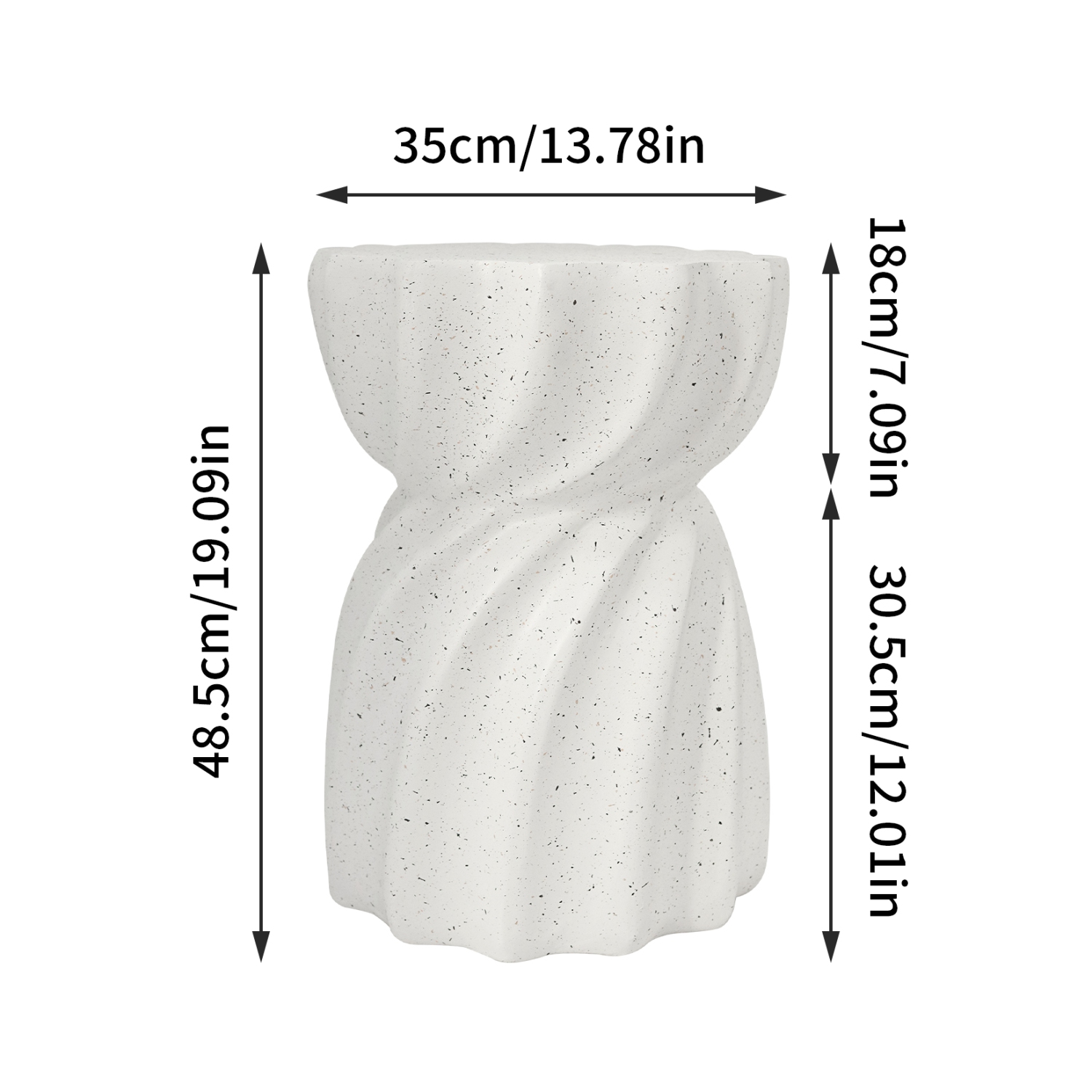 14 Inch Side Table Terrazzo Coffee Table Hourglass Magnesia Stool Stand Garden Furniture Lightweight Concrete End Table Accent Table for Outdoor